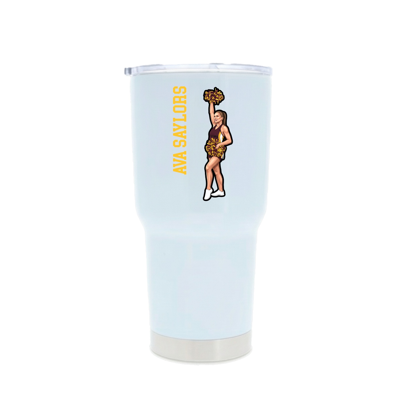 30oz Stainless Steel Tumbler — Name Vertical in White