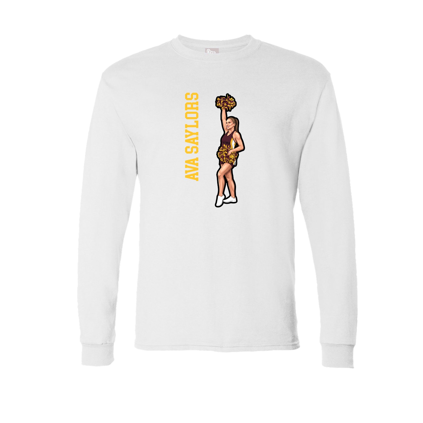 Long Sleeve Tee — Name Vertical in White