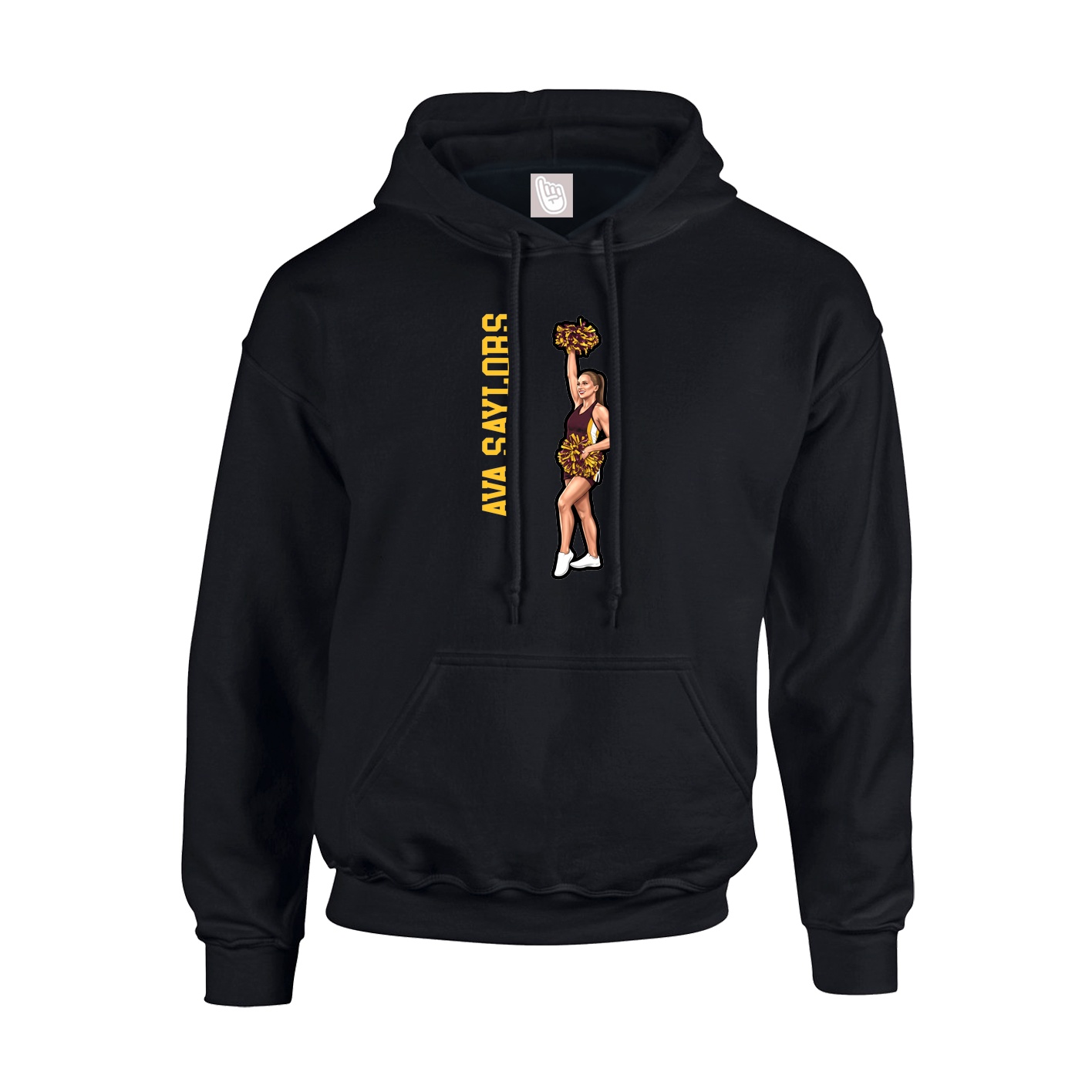 Hoodie — Name Vertical in Black