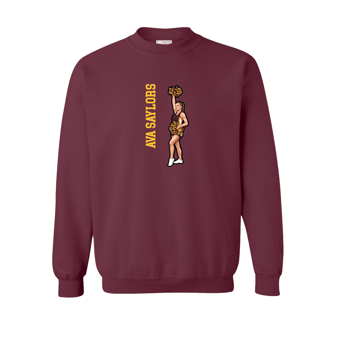 Fleece Crew — Name Vertical in Maroon