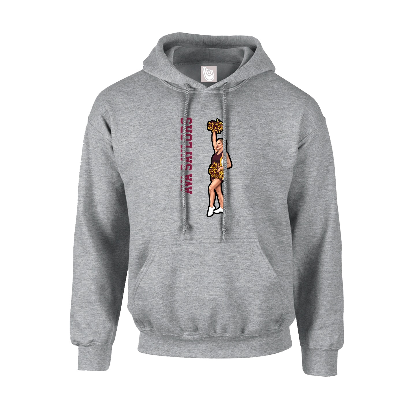 Youth Hoodie — Name Vertical in Grey