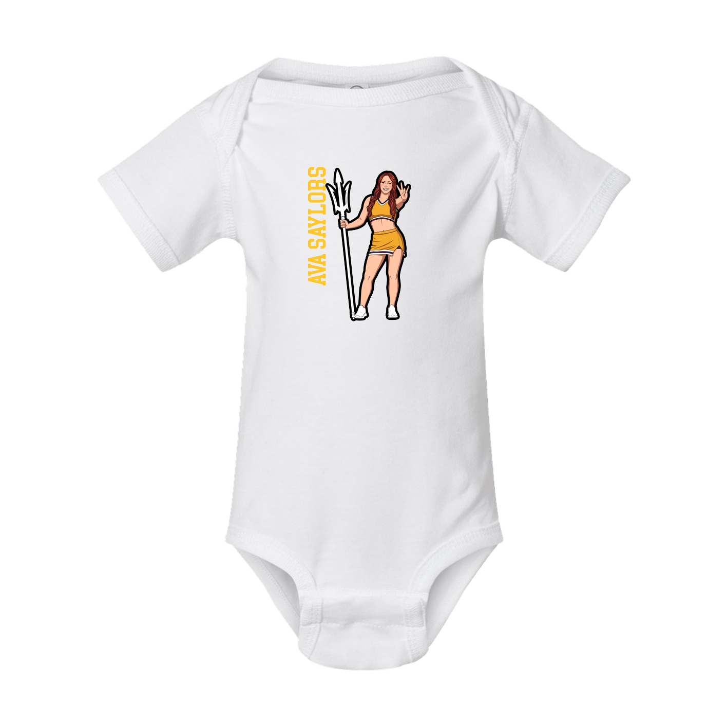 Baby Onesie — Name Vertical in White