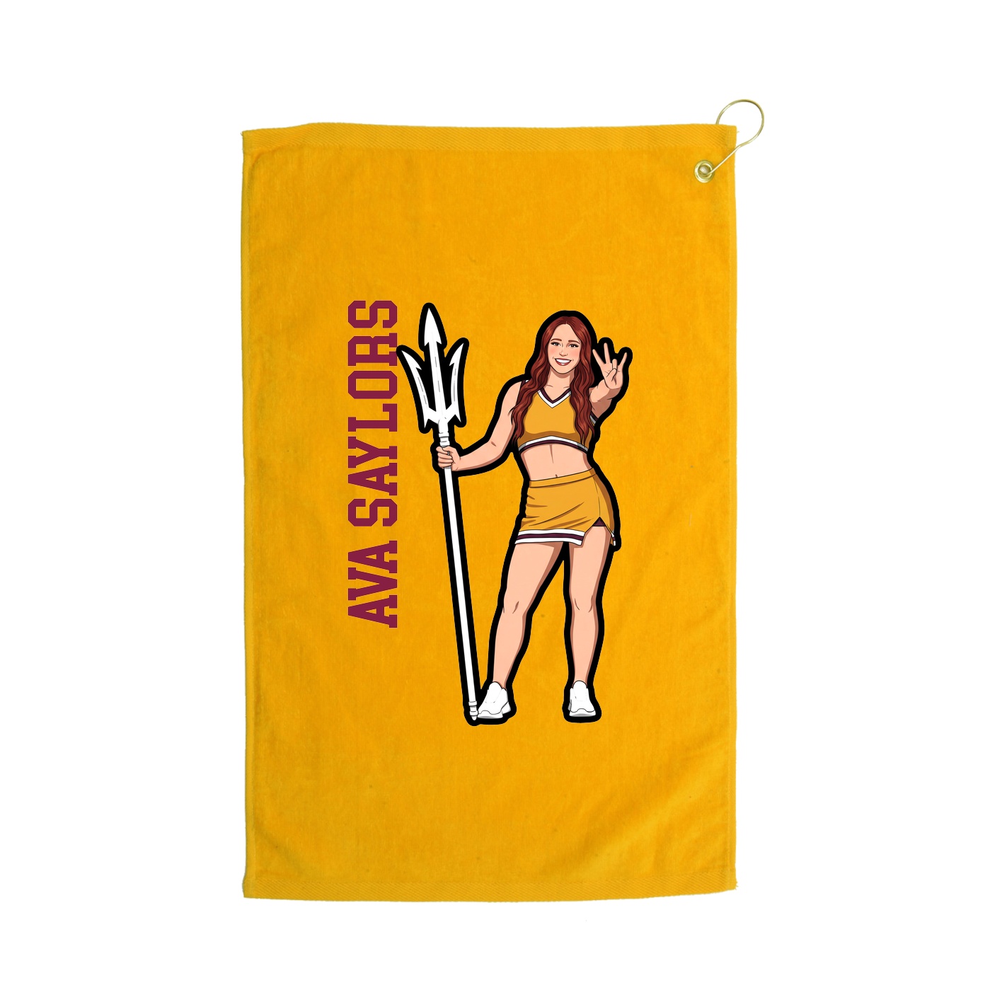 Golf Towel — Name Vertical in Gold