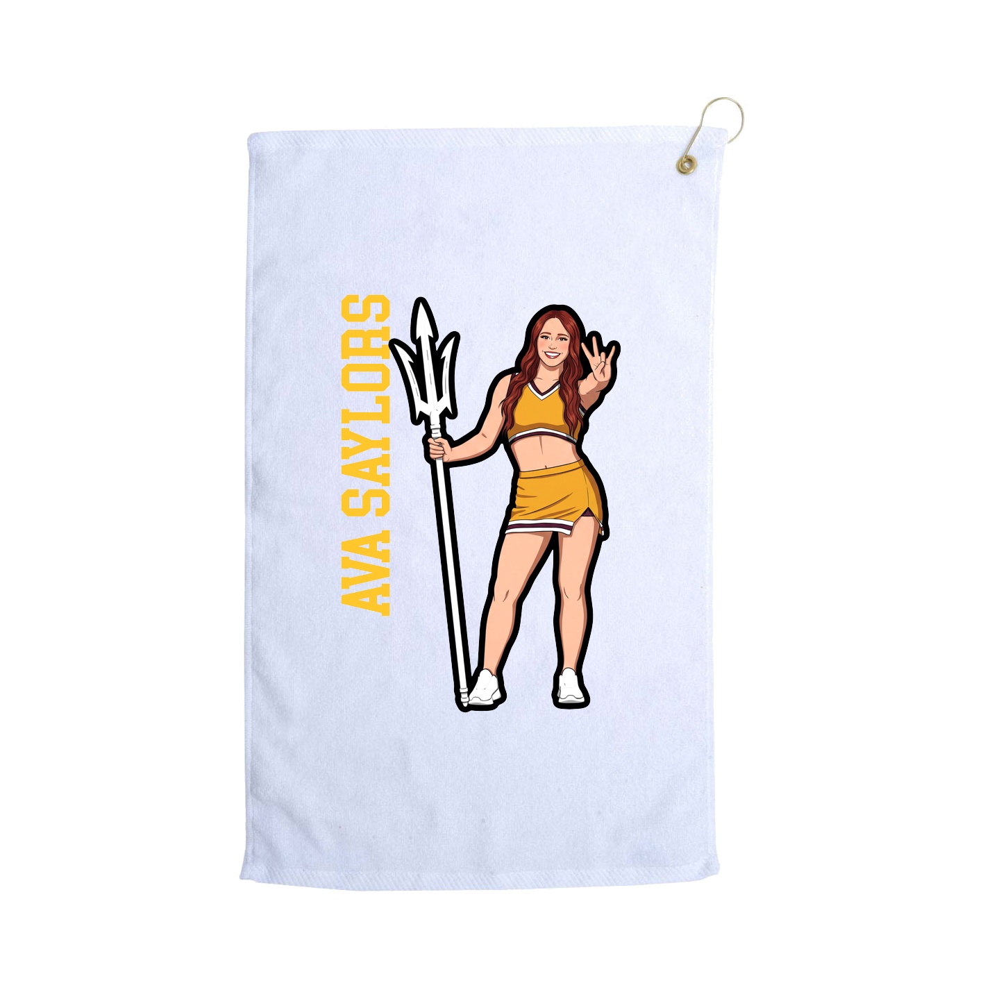 Golf Towel — Name Vertical in White