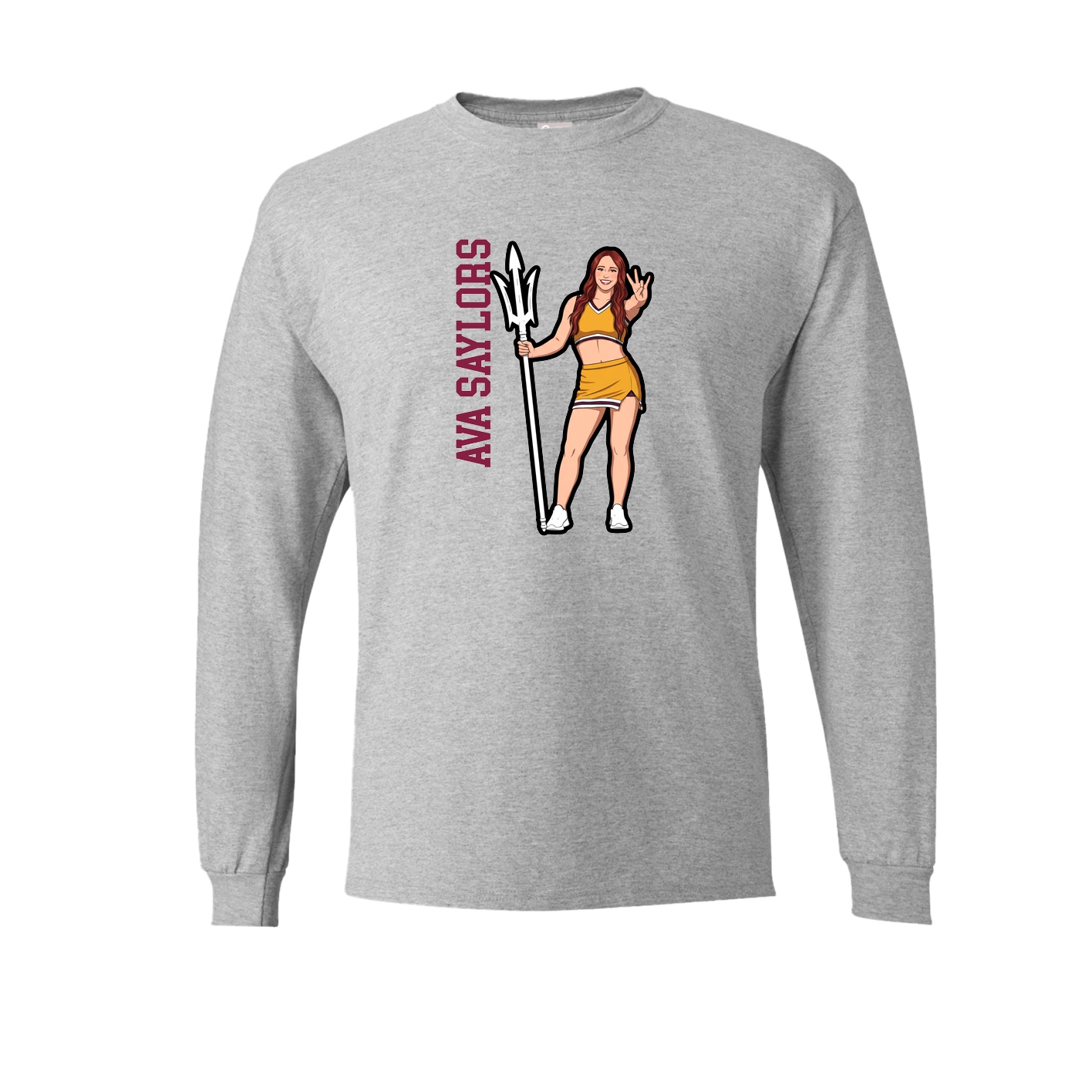 Long Sleeve Tee — Name Vertical in Grey
