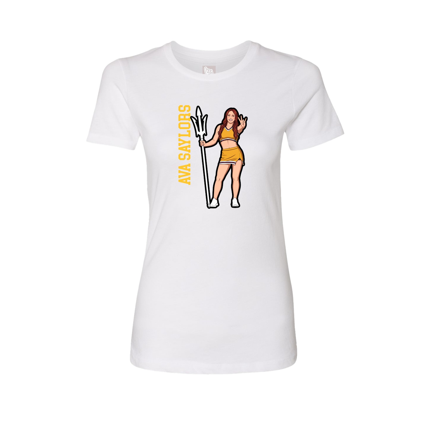 Womens Tee — Name Vertical in White