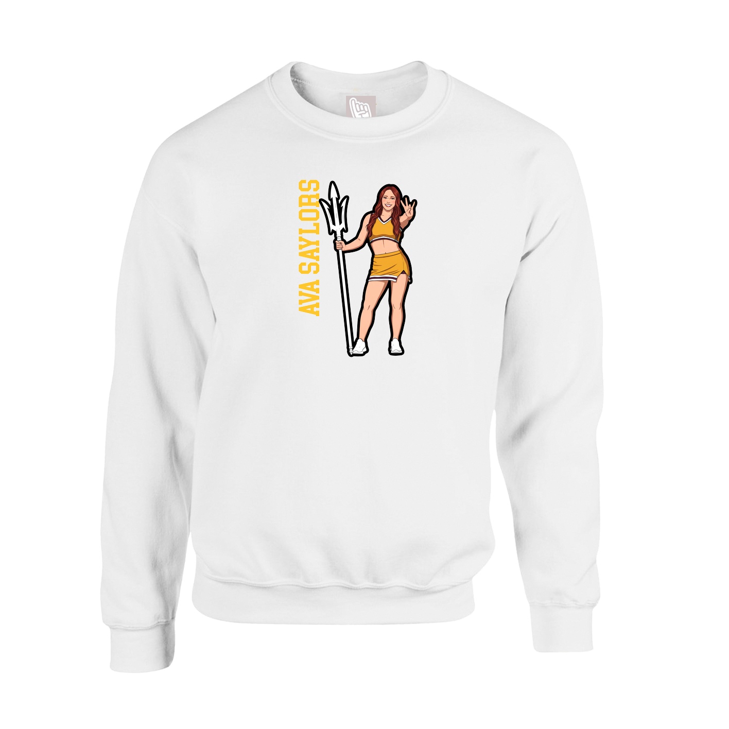 Fleece Crew — Name Vertical in White