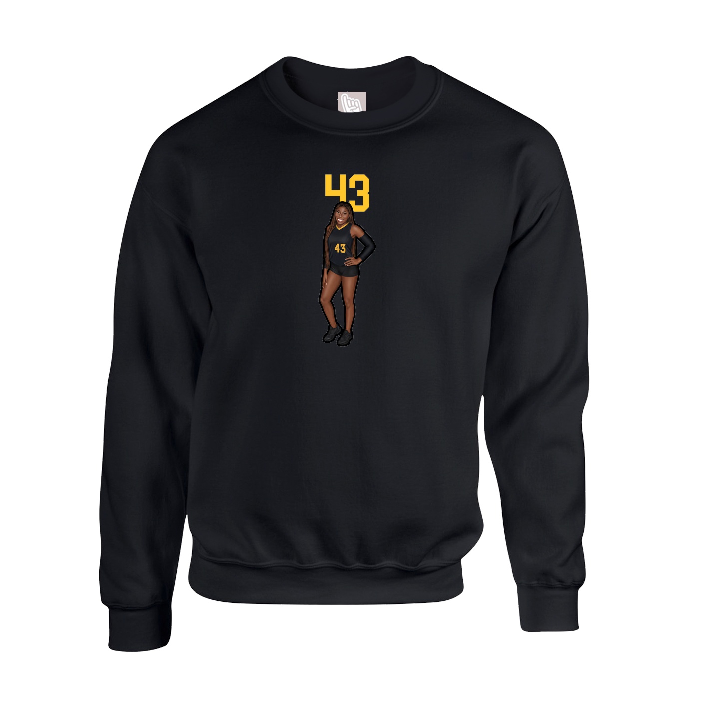 Fleece Crew — Number Top in Black