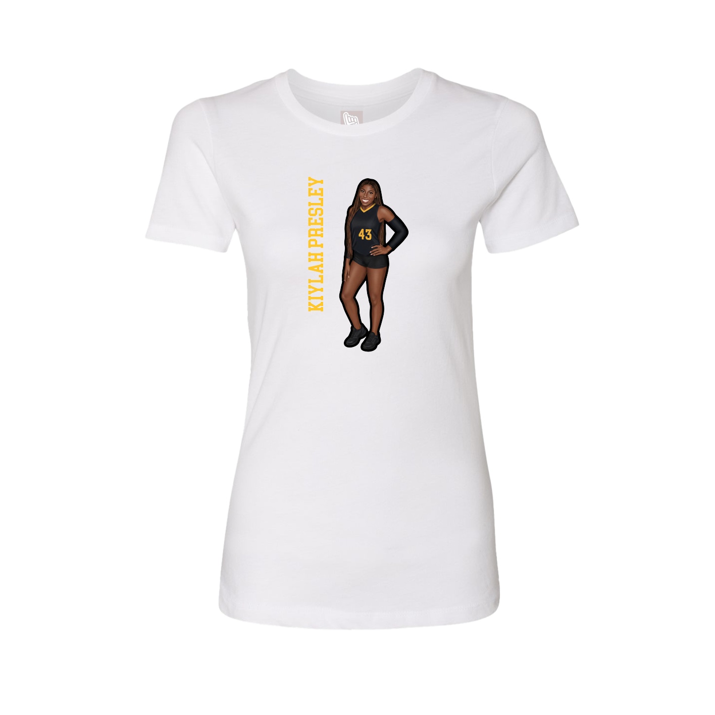 Womens Tee — Name Vertical in White