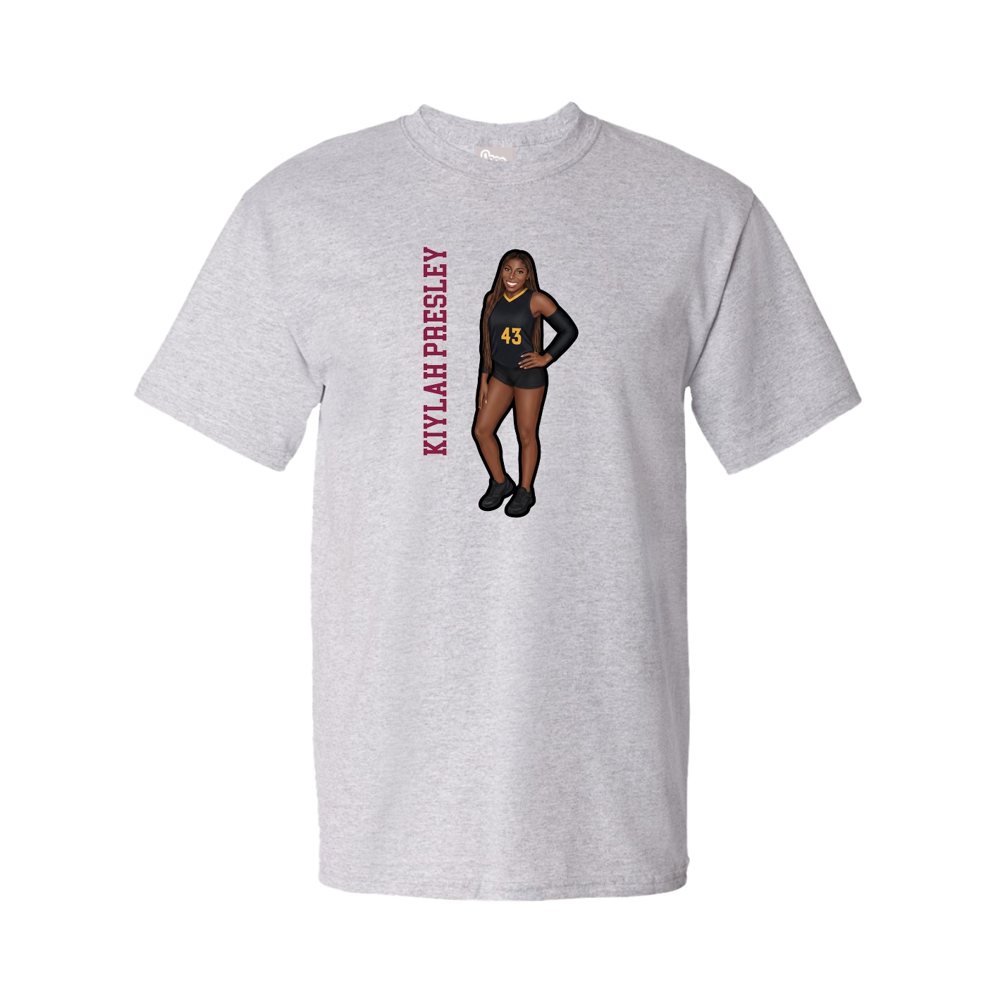 Youth Tee — Name Vertical in Grey