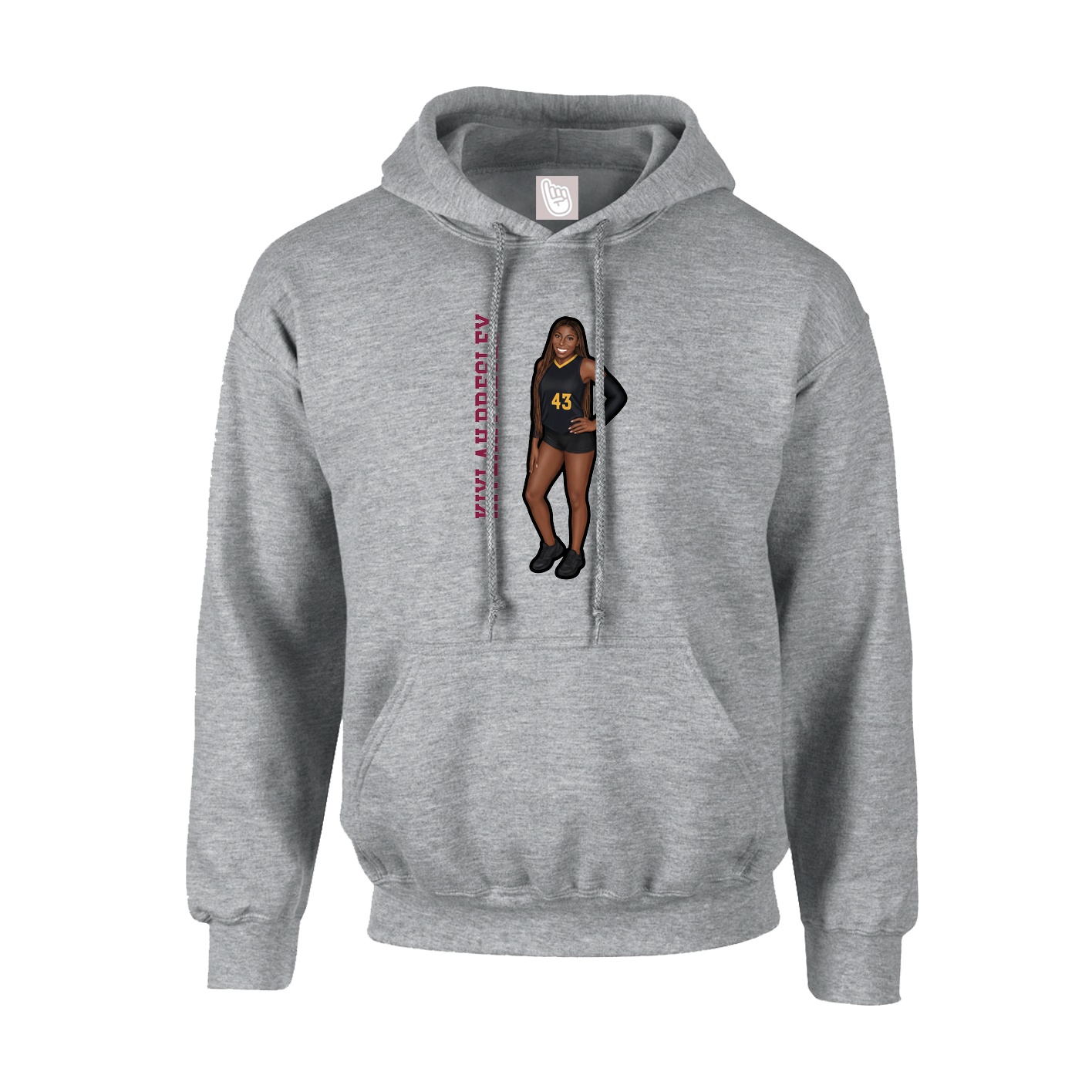 Youth Hoodie — Name Vertical in Grey