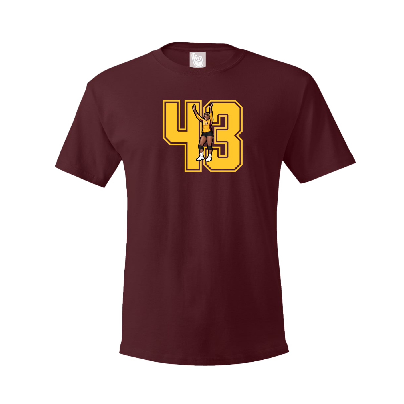 Youth Tee — Number in Maroon