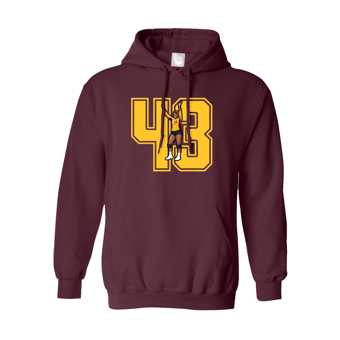 Youth Hoodie — Number in Maroon