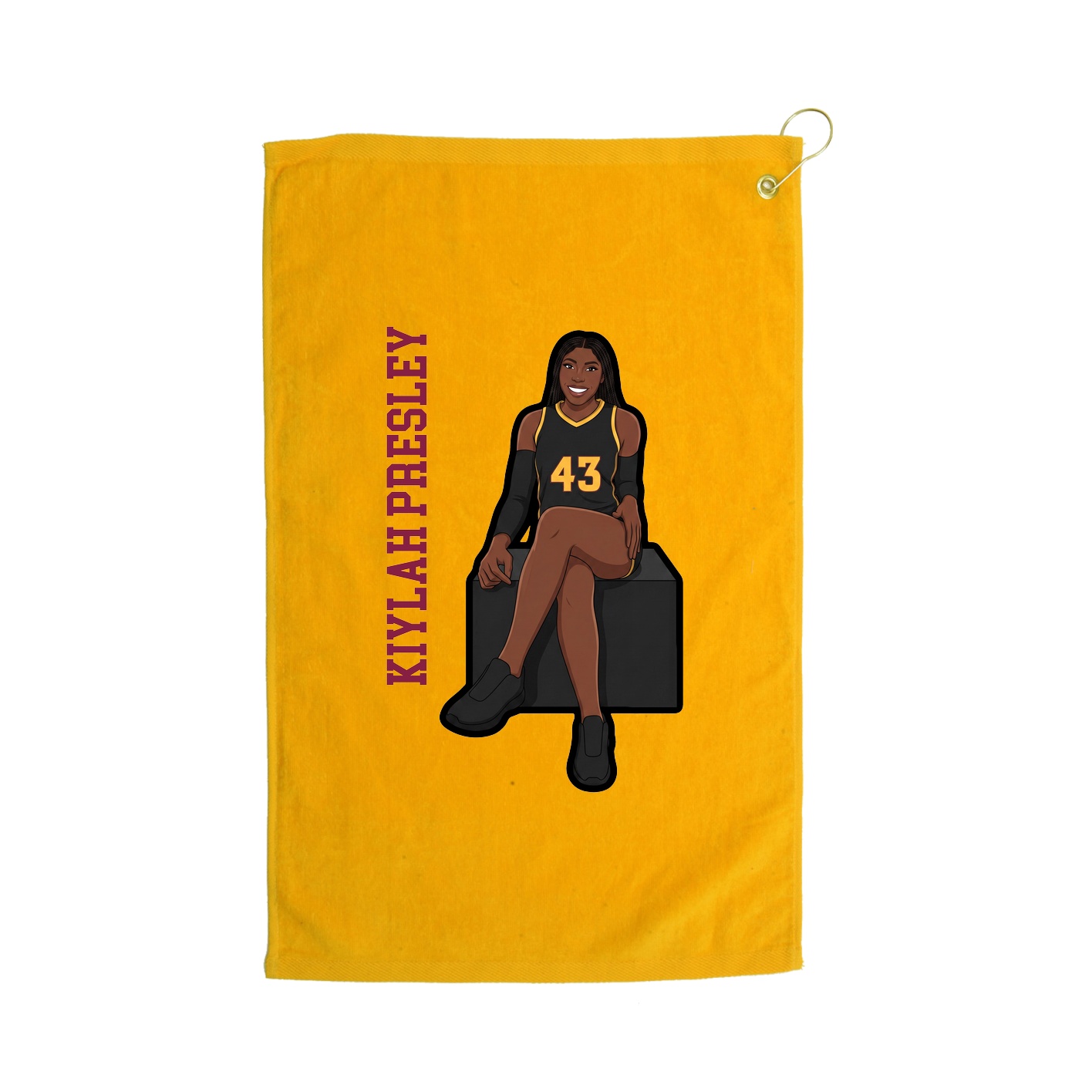 Golf Towel — Name Vertical in Gold