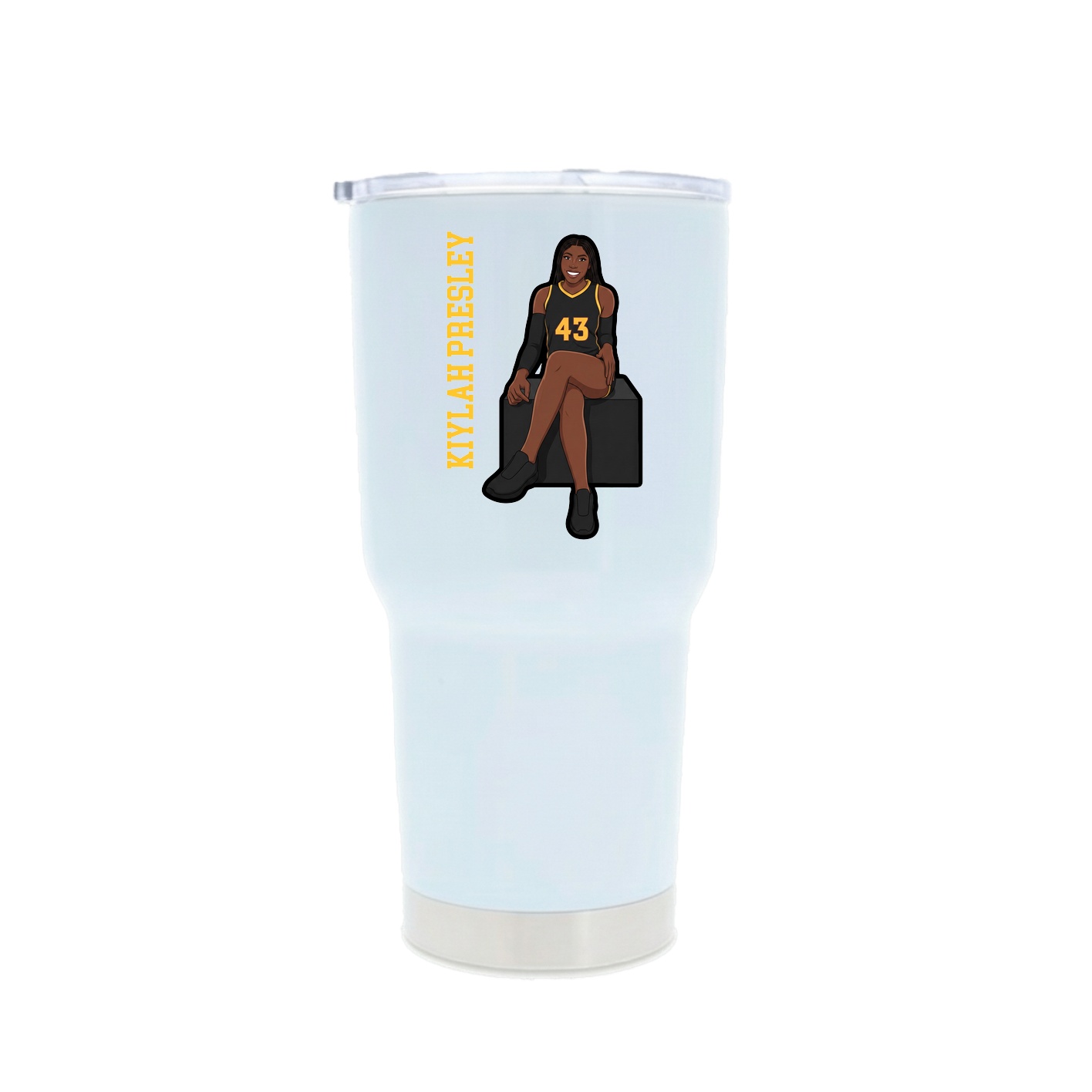 30oz Stainless Steel Tumbler — Name Vertical in White