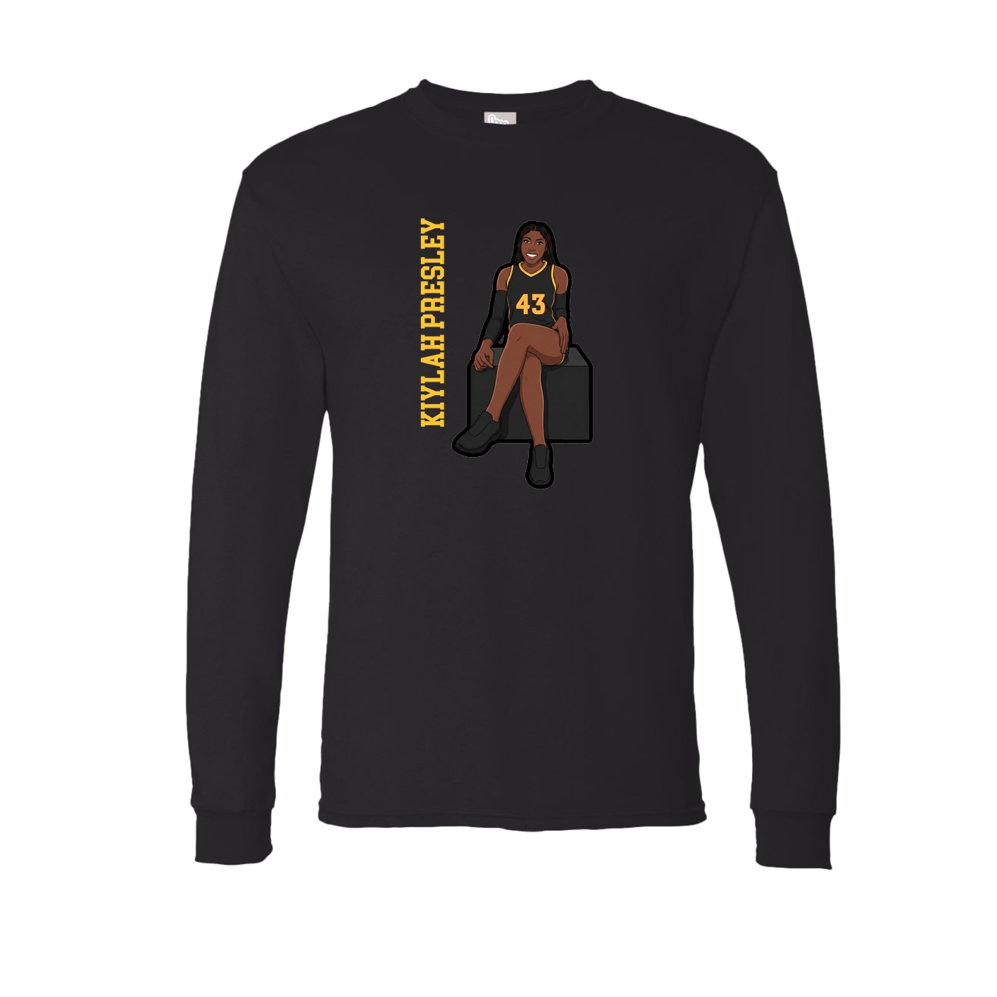 Long Sleeve Tee — Name Vertical in Black