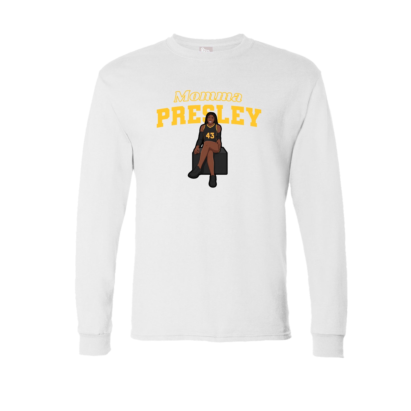 Long Sleeve Tee — Mothers Day Block in White
