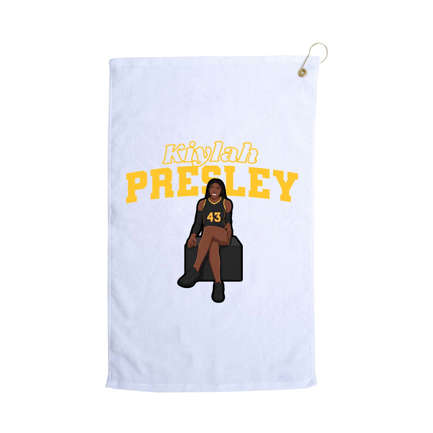 Golf Towel — Name Arch in White