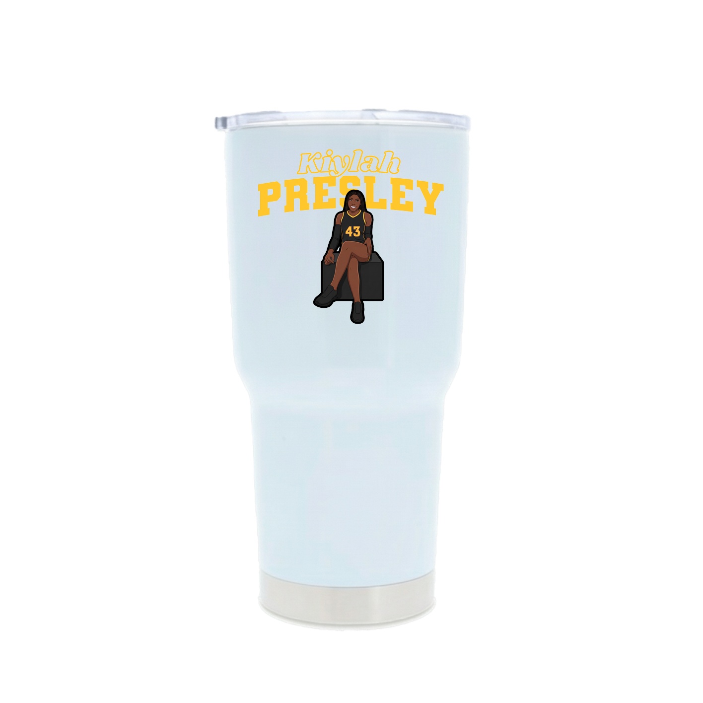 30oz Stainless Steel Tumbler — Name Arch in White