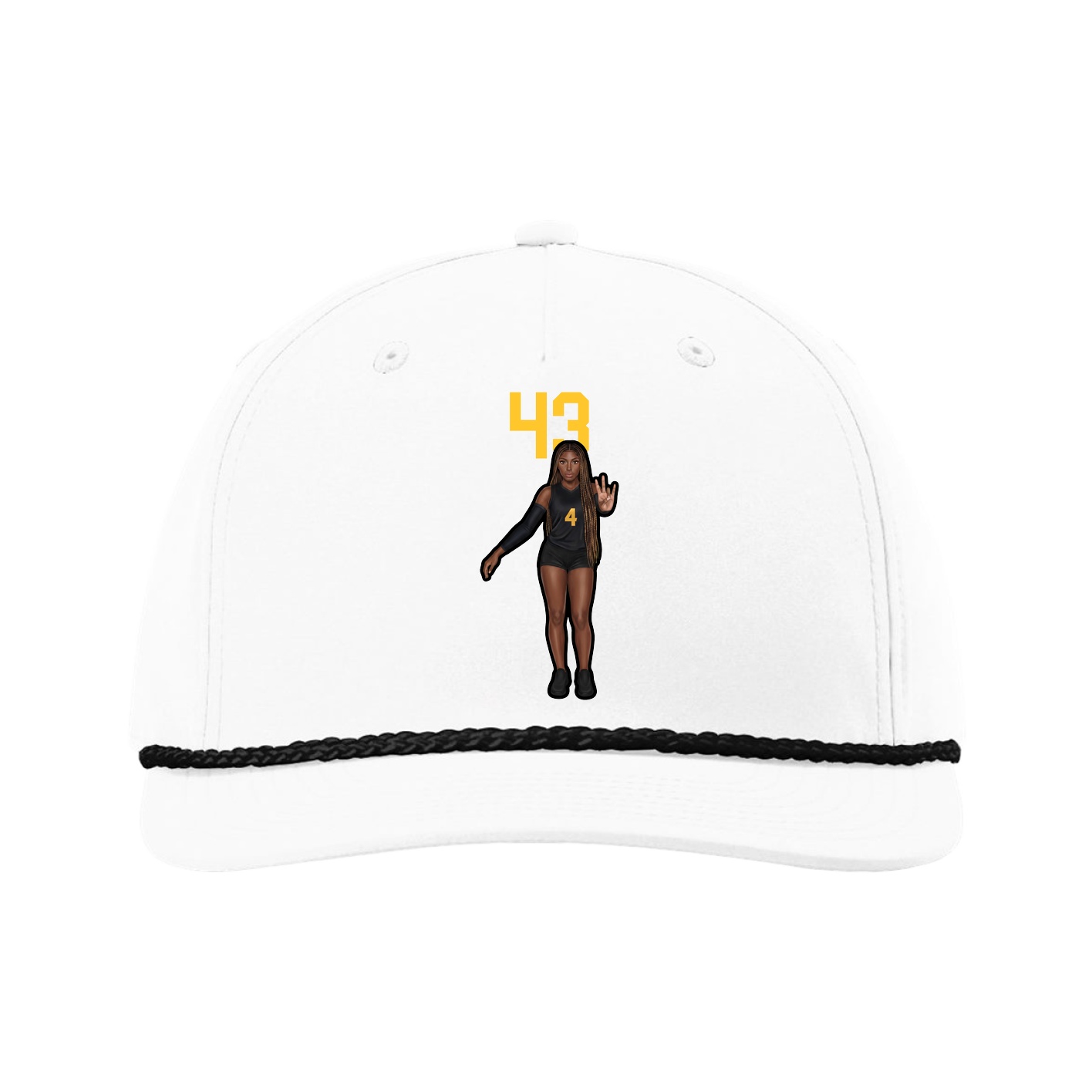 Five-Panel Classic Rope Cap — Number Top in White