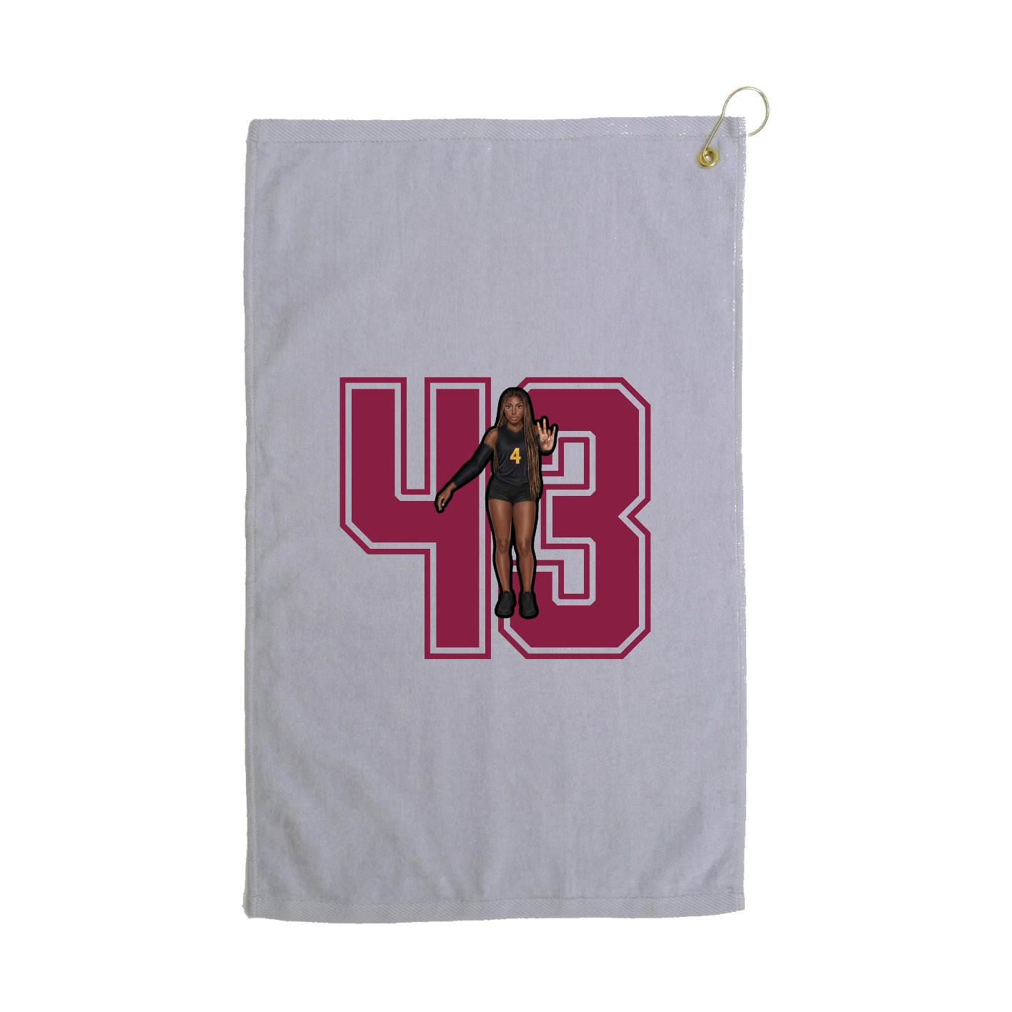 Golf Towel — Number in Grey