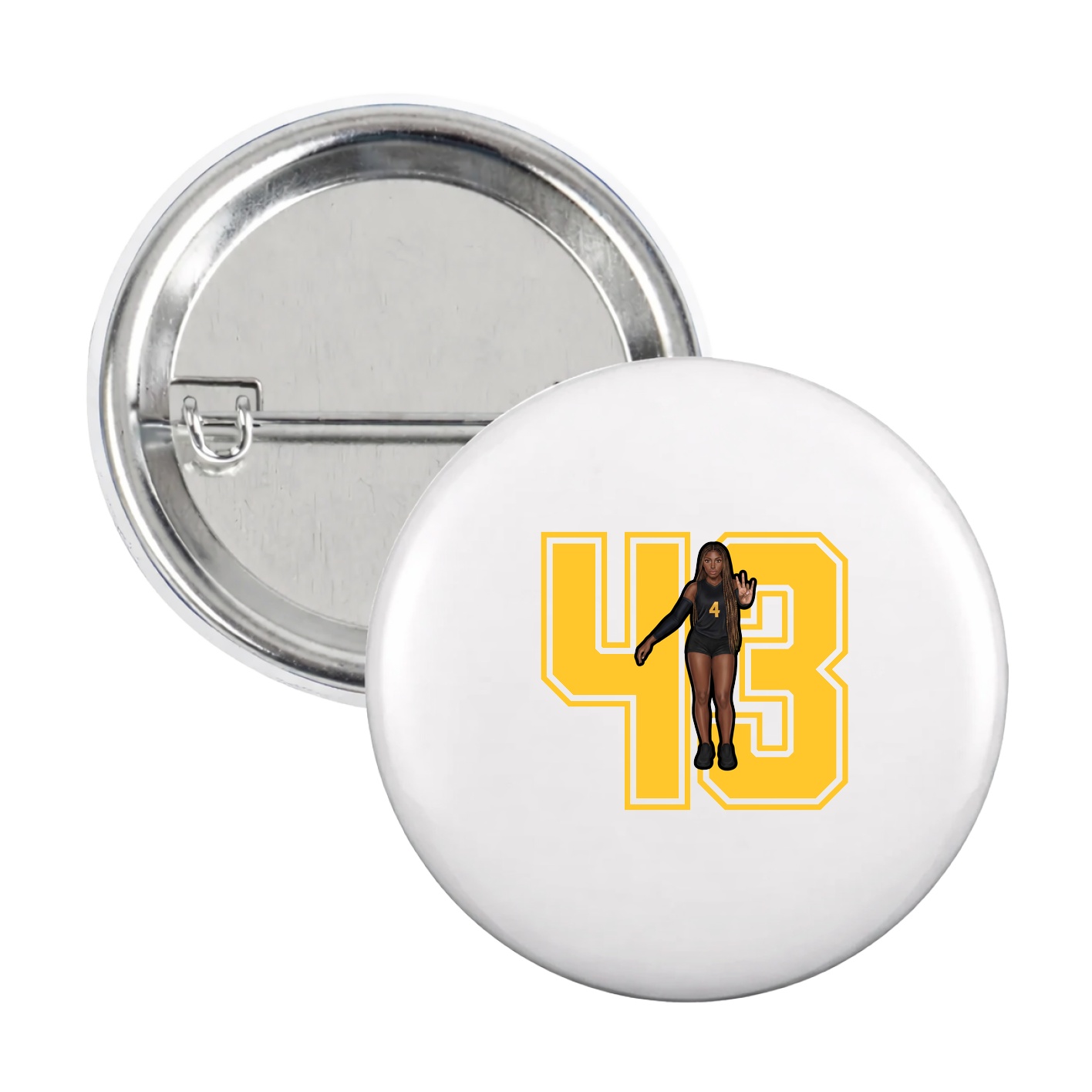 Game Day Button — Number in White