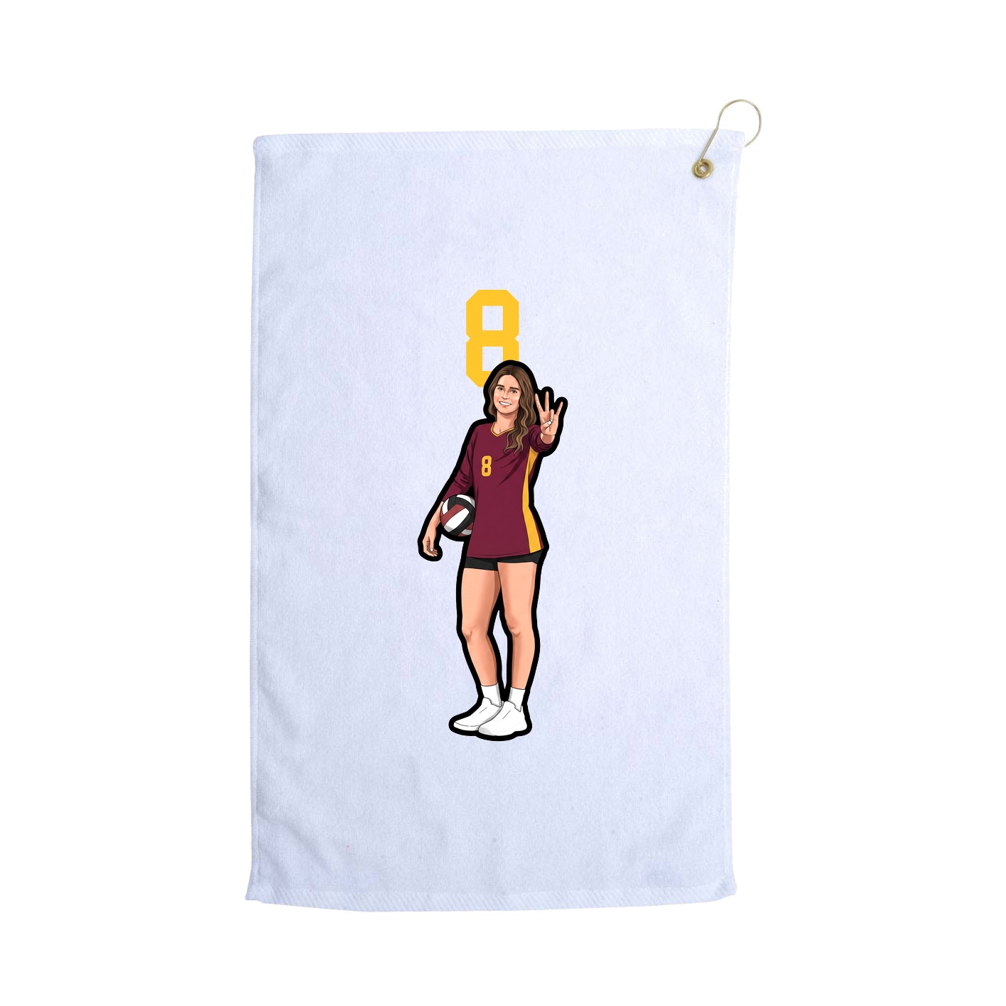 Golf Towel — Number Top in White