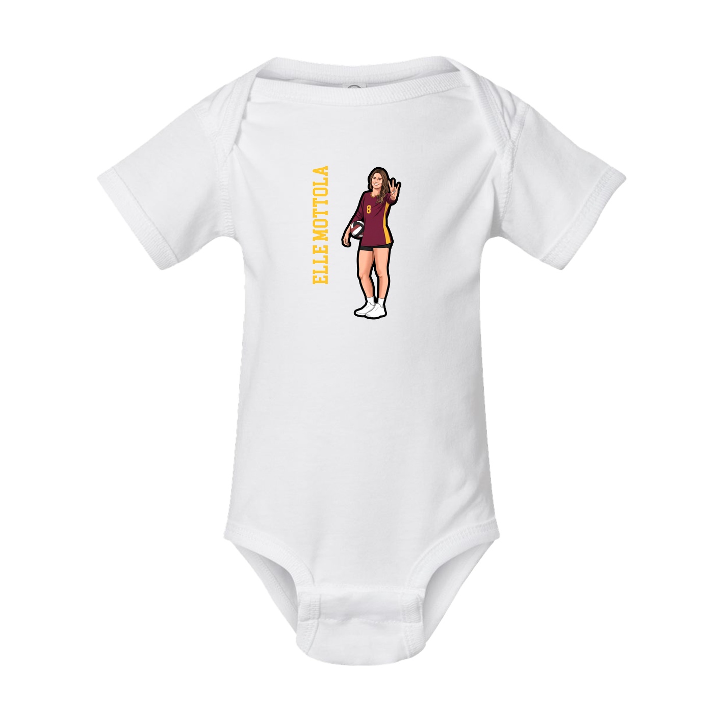 Baby Onesie — Name Vertical in White