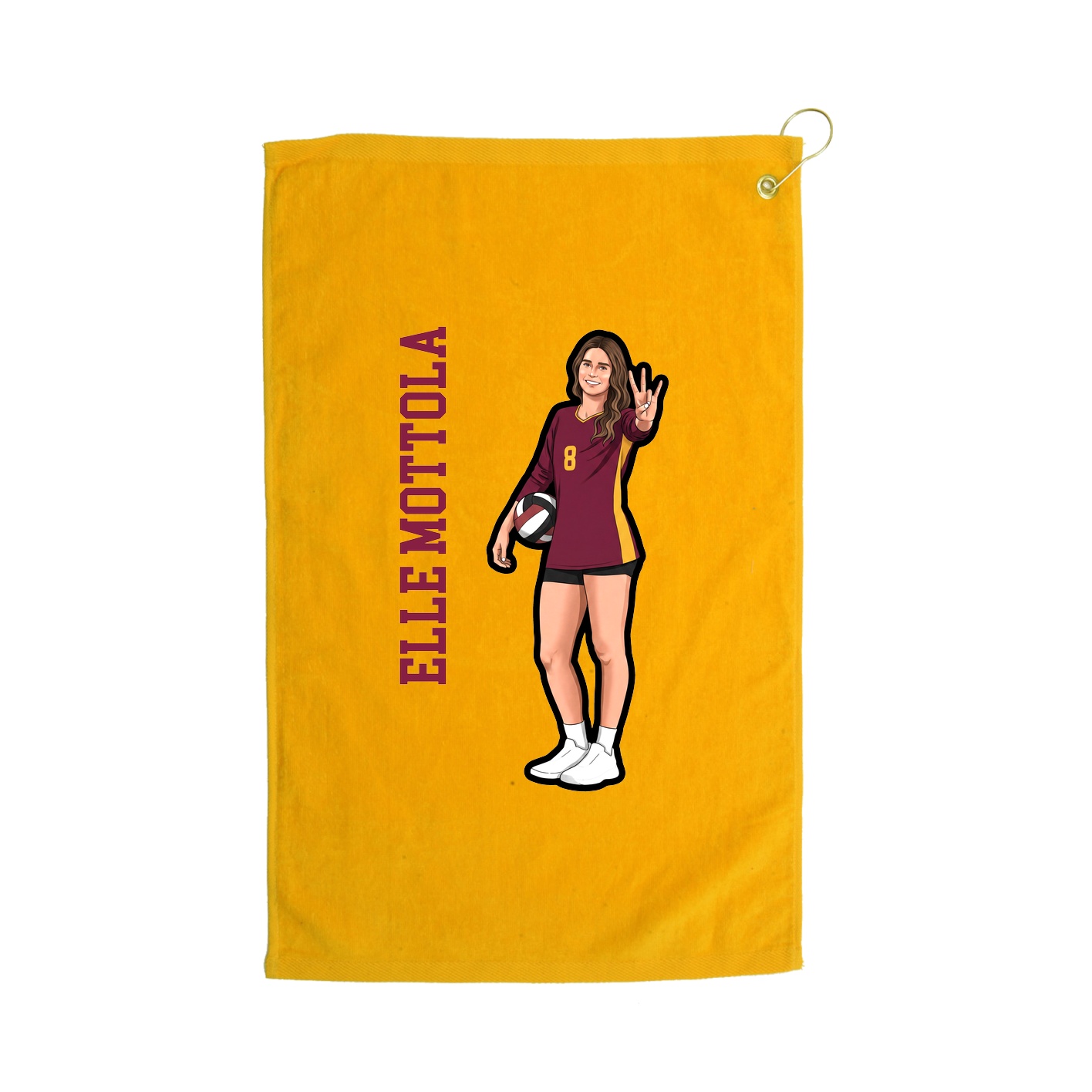 Golf Towel — Name Vertical in Gold