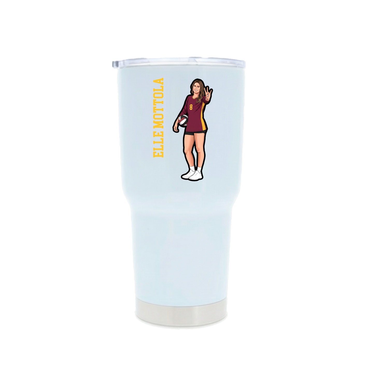 30oz Stainless Steel Tumbler — Name Vertical in White