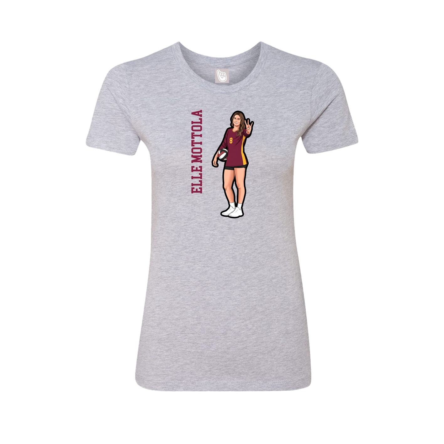 Fitted Women's Tee — Name Vertical in Grey
