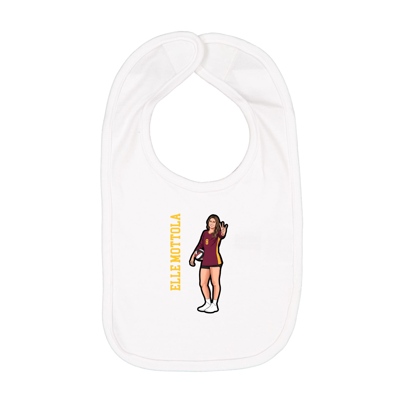 Infant Bib — Name Vertical in White