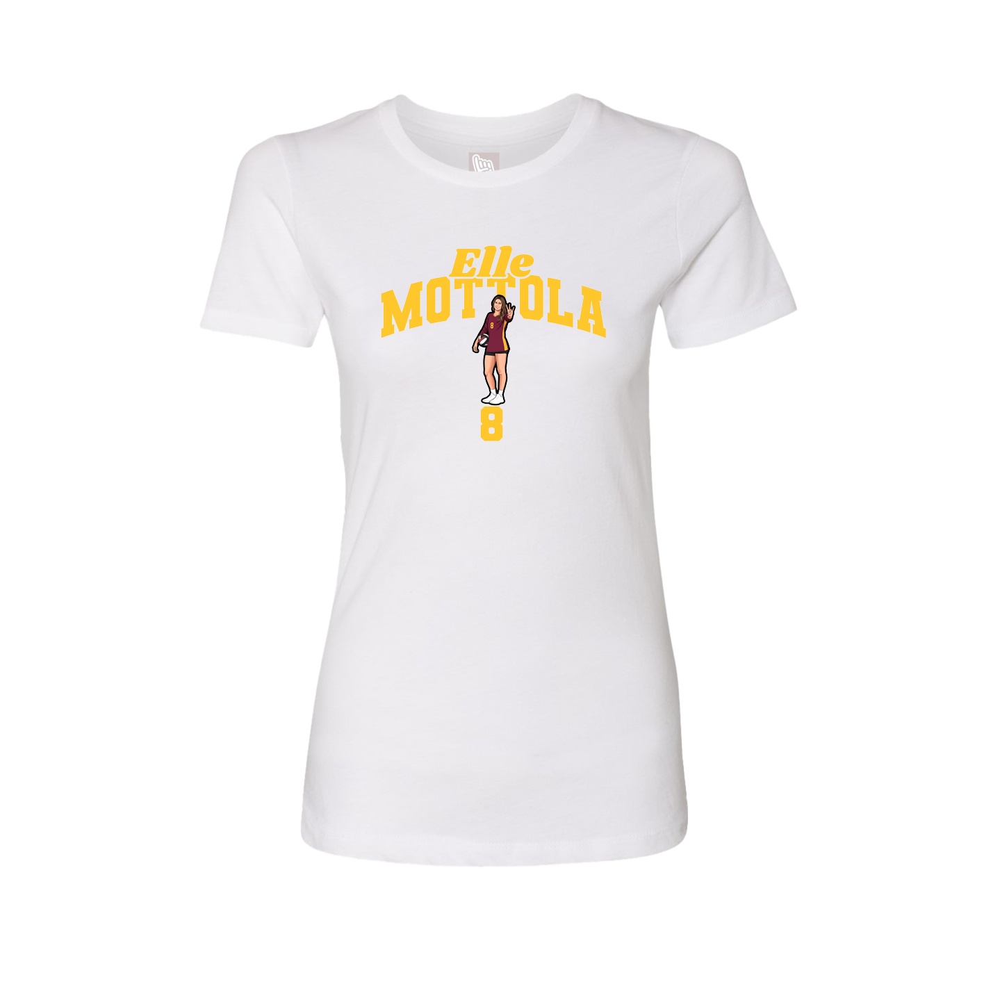 Fitted Women's Tee — Signature Arch in White