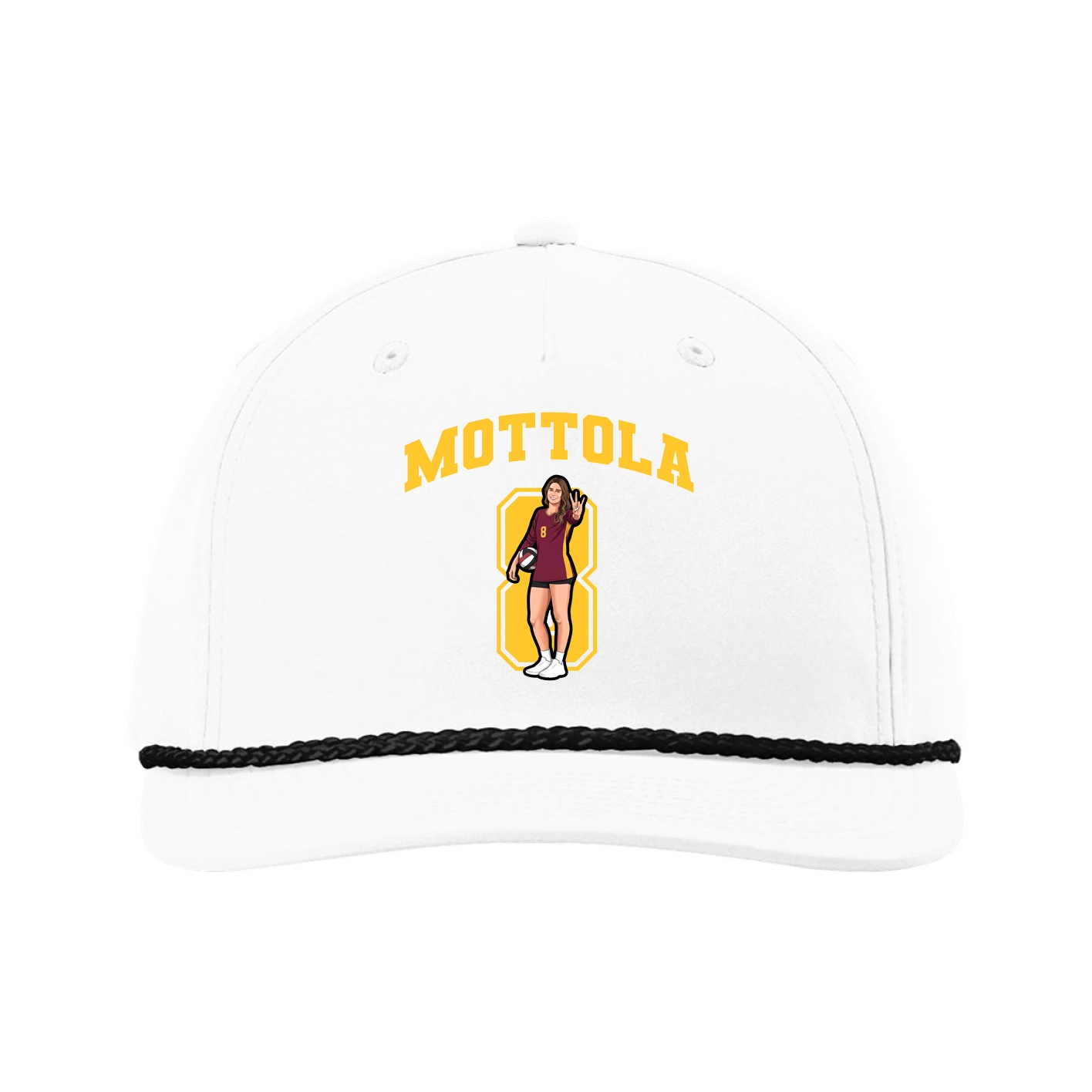 Five-Panel Classic Rope Cap — Number in White