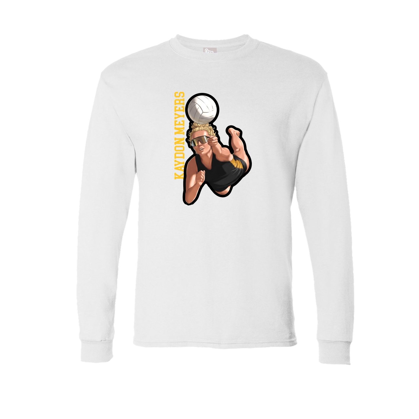 Long Sleeve Tee — Name Vertical in White
