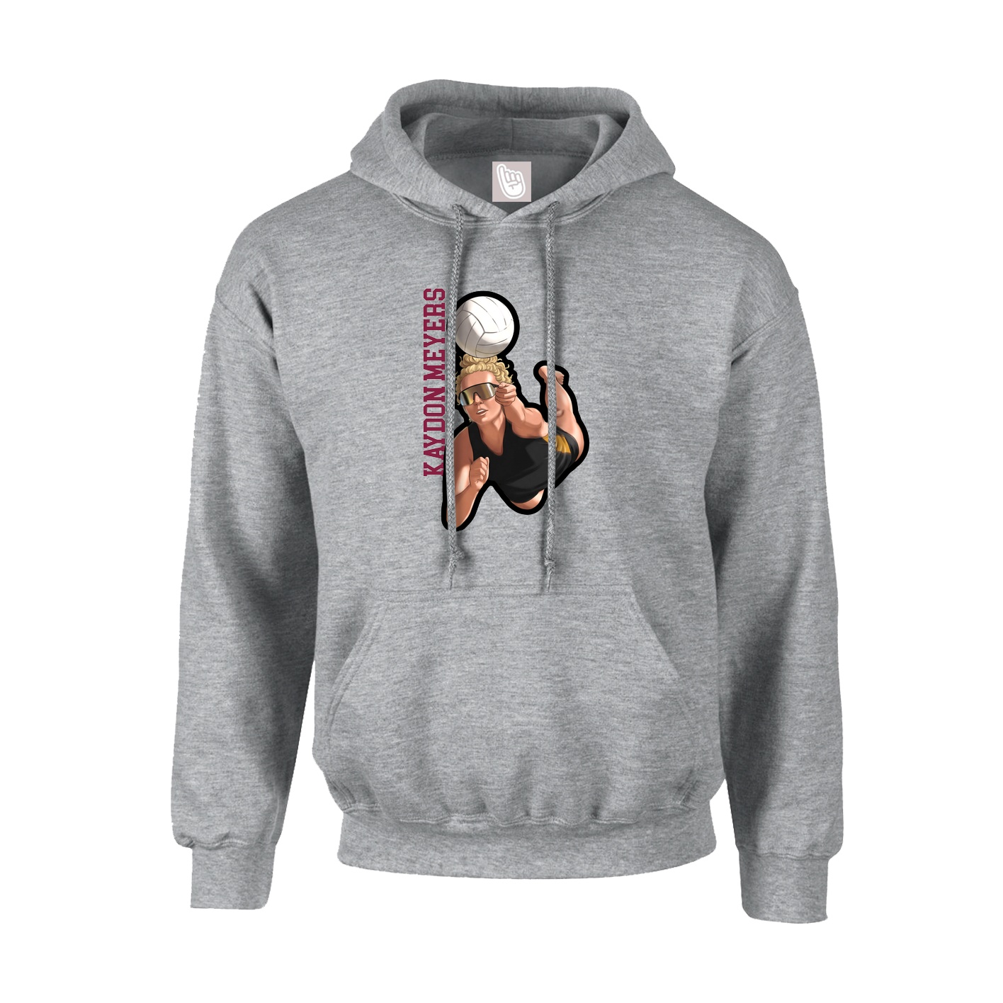 Youth Hoodie — Name Vertical in Grey