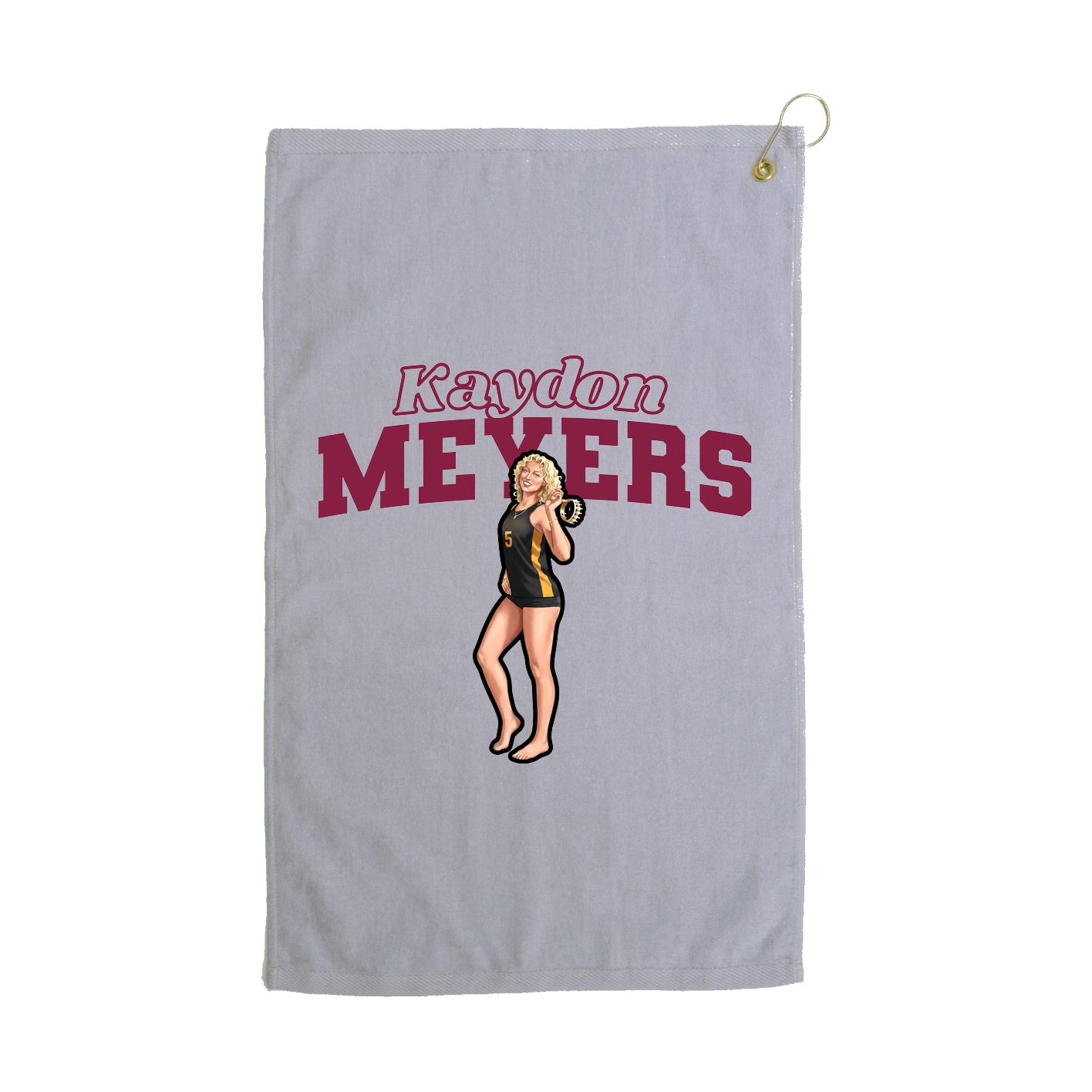 Golf Towel — Name Arch in Grey