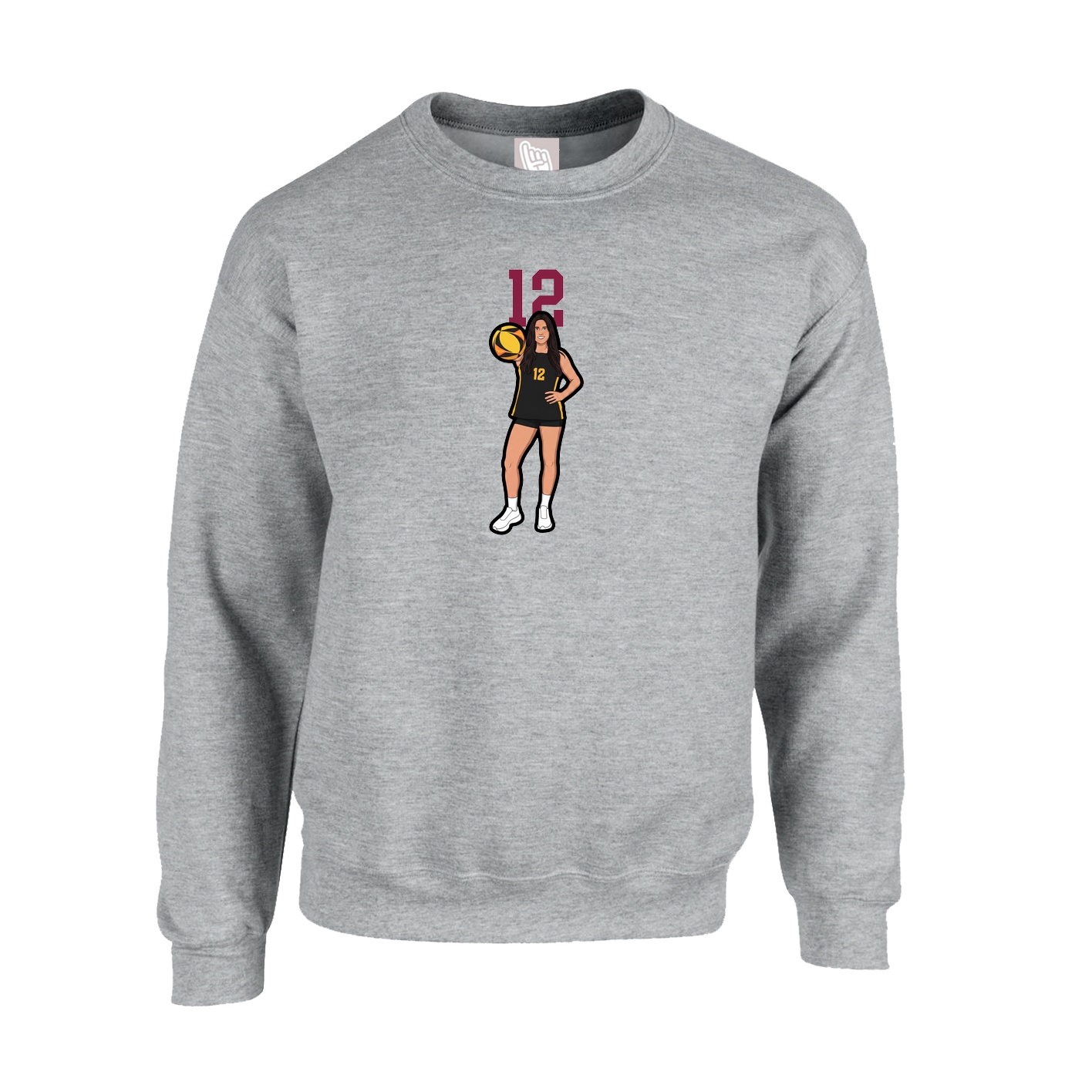 Fleece Crew — Number Top in Grey