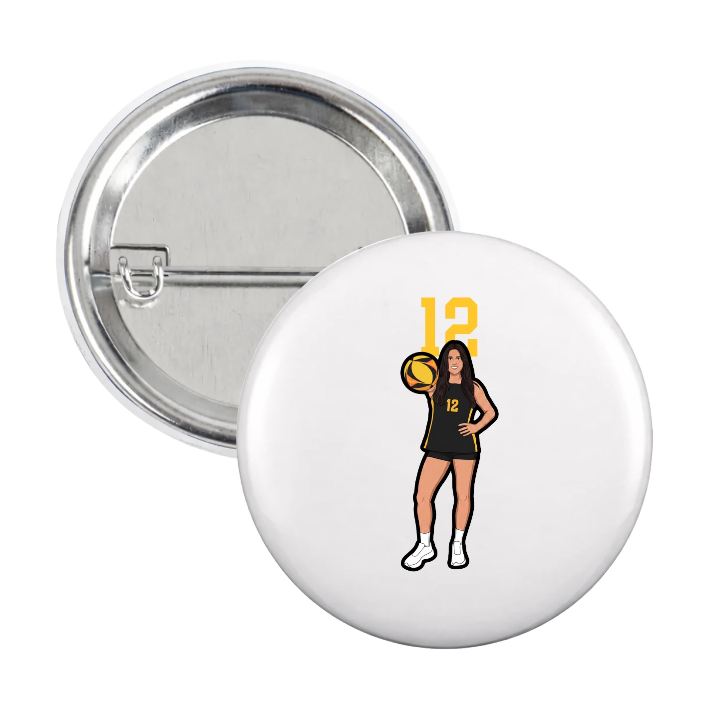 Game Day Button — Number Top in White