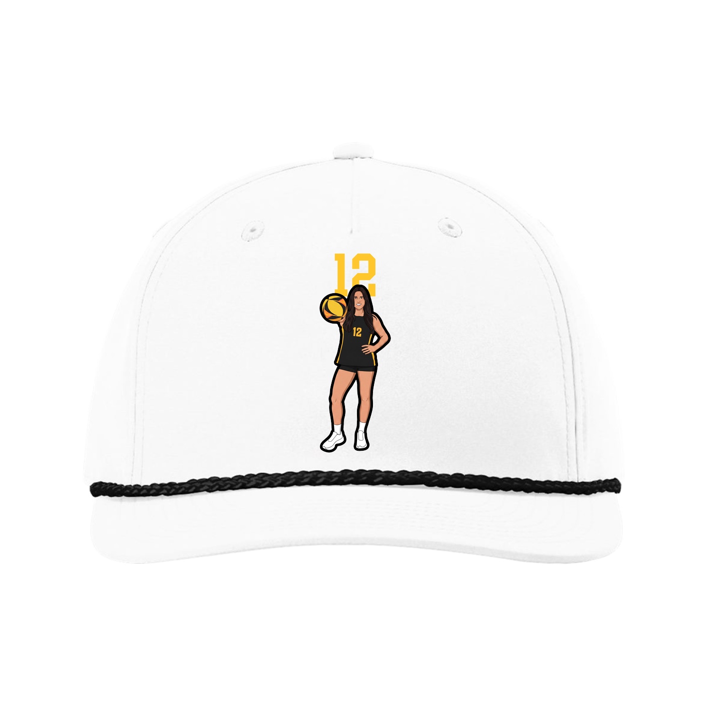 Five-Panel Classic Rope Cap — Number Top in White