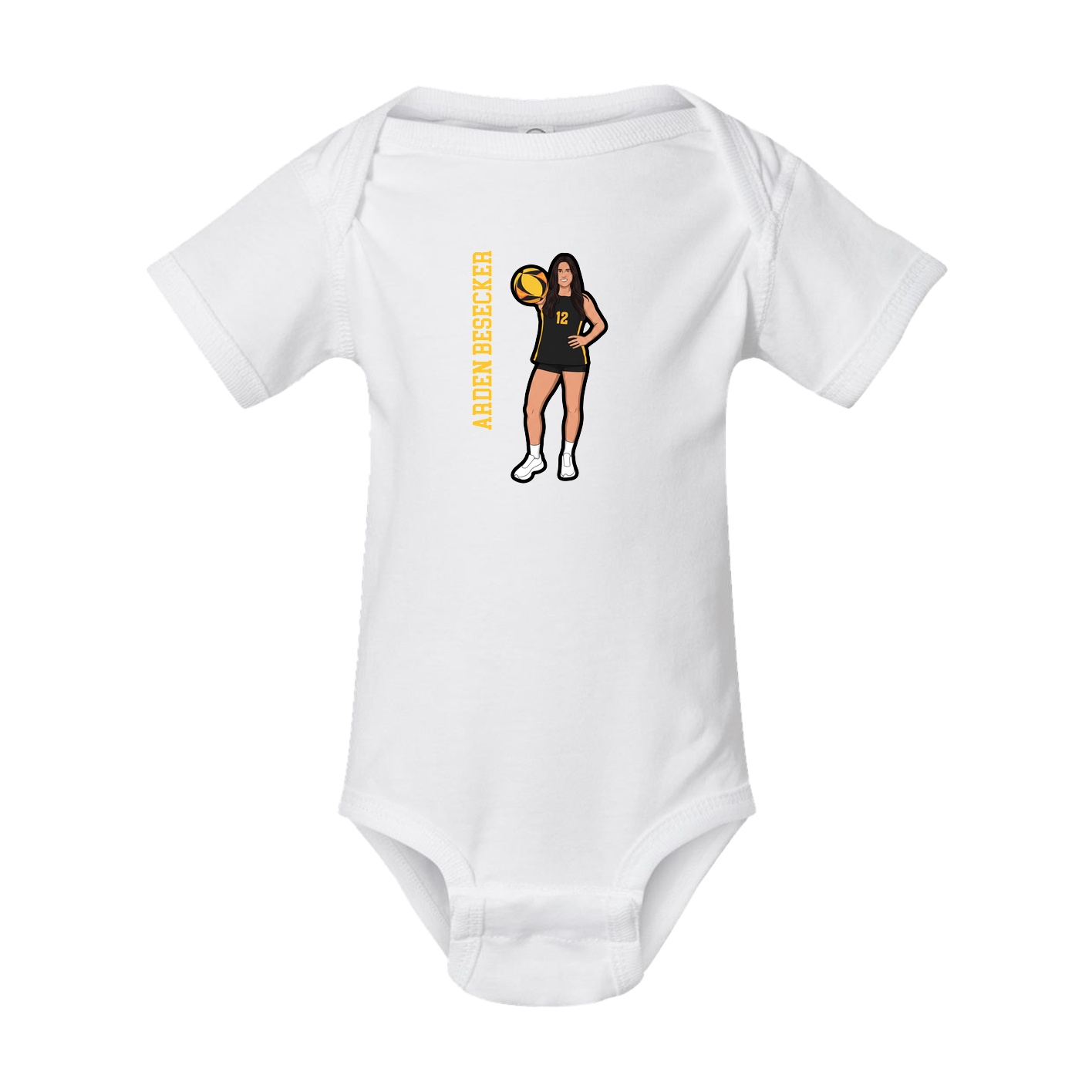 Baby Onesie — Name Vertical in White