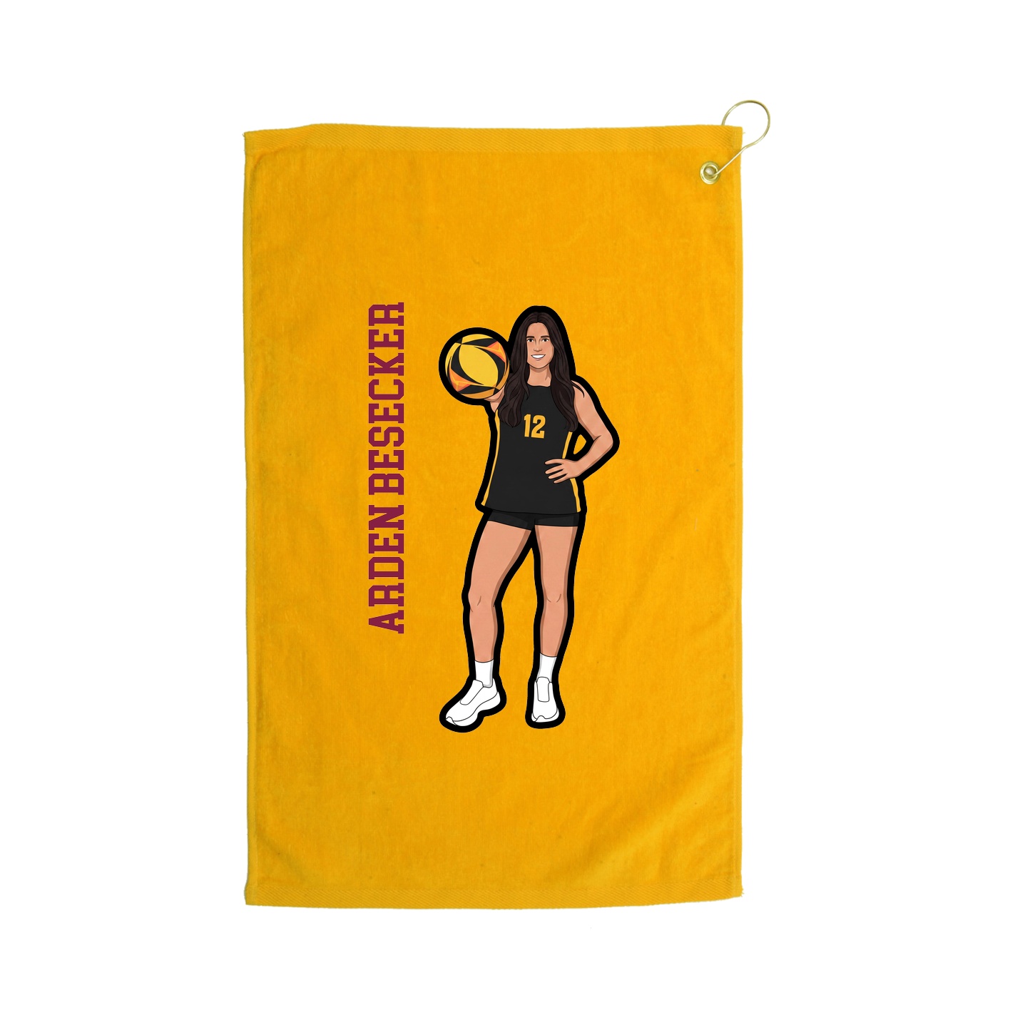 Golf Towel — Name Vertical in Gold