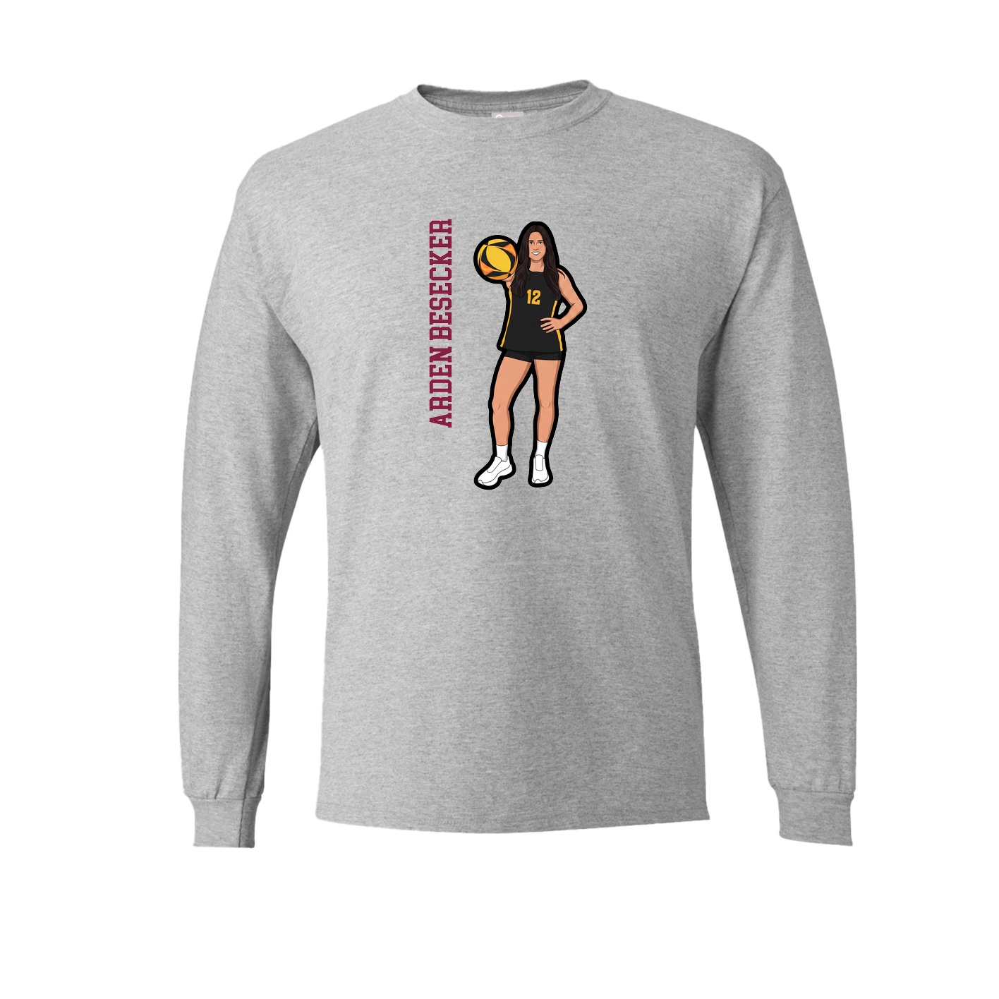 Long Sleeve Tee — Name Vertical in Grey