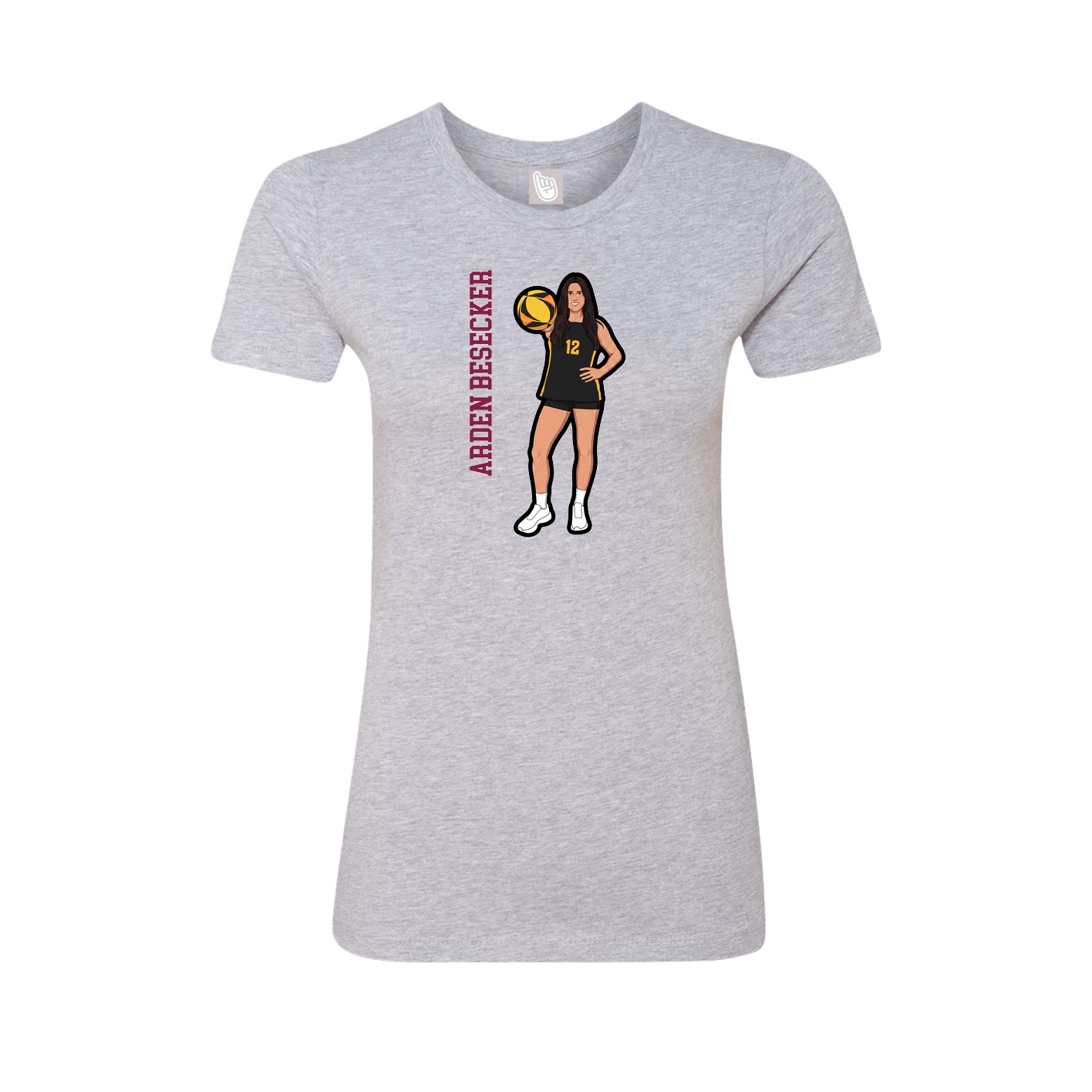 Fitted Women's Tee — Name Vertical in Grey