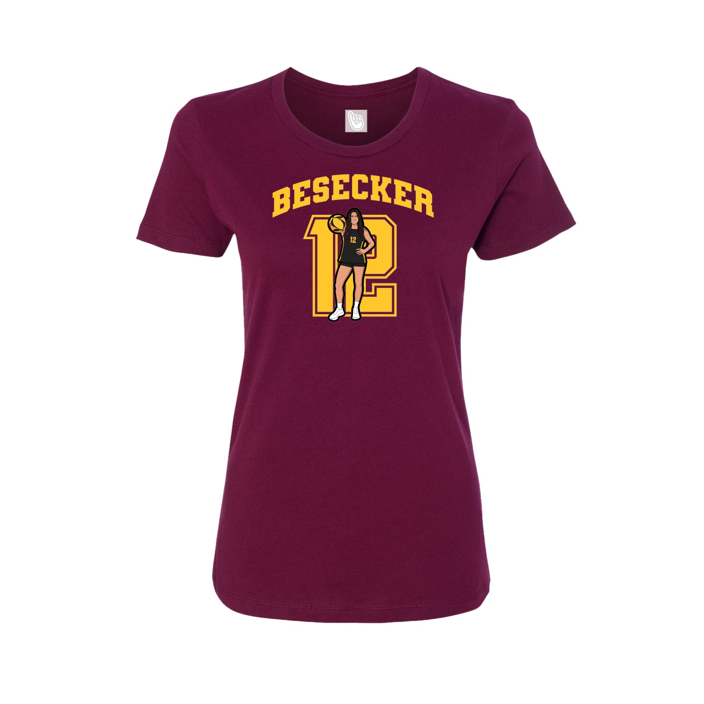 Fitted Women's Tee — Number in Maroon