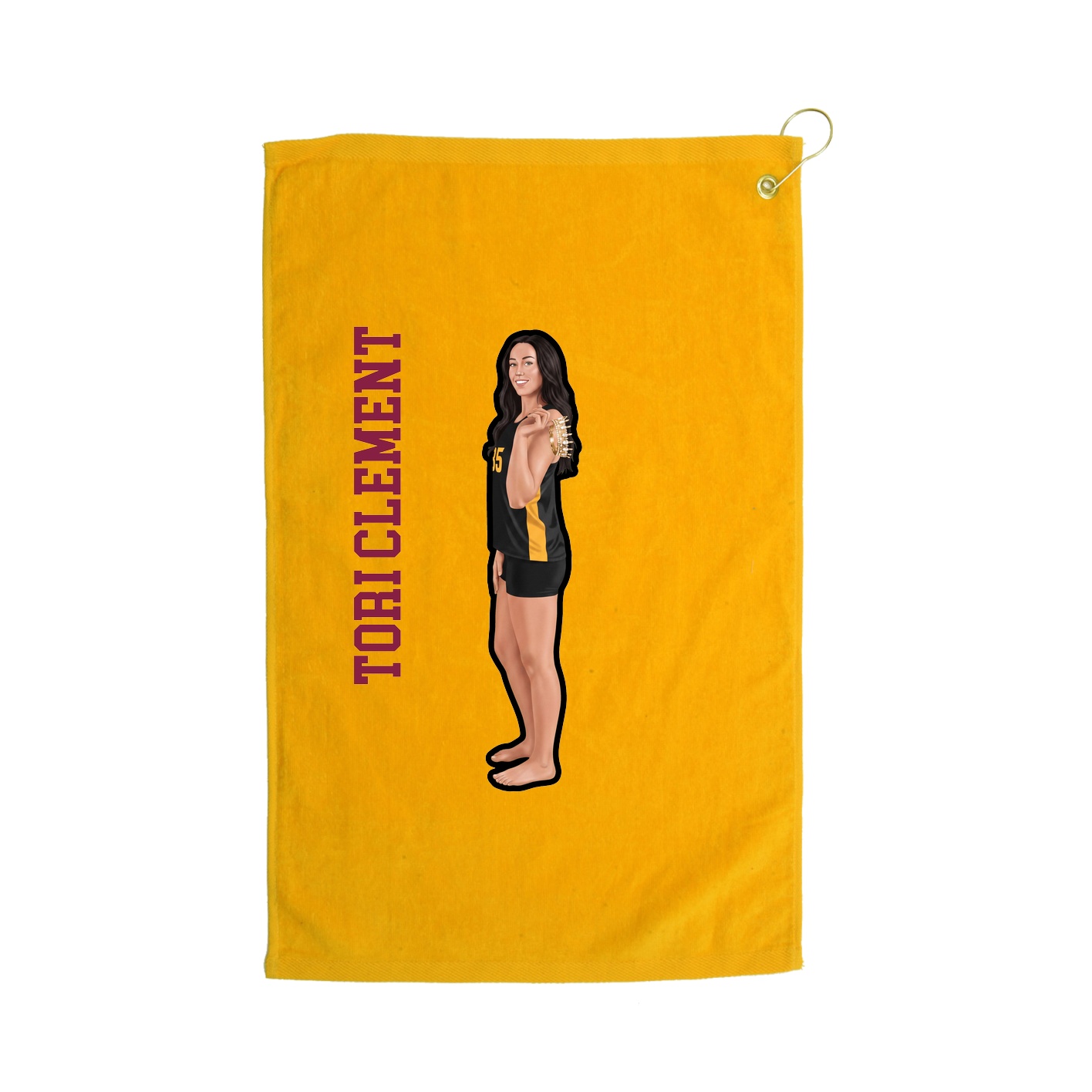 Golf Towel — Name Vertical in Gold