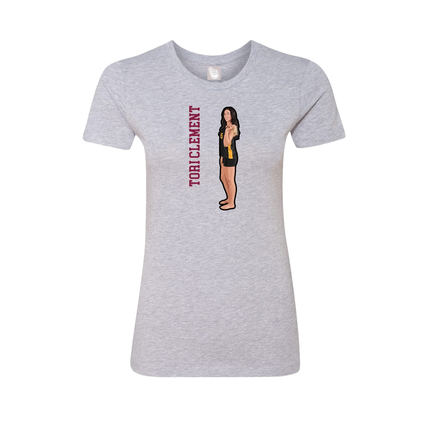 Fitted Women's Tee — Name Vertical in Grey