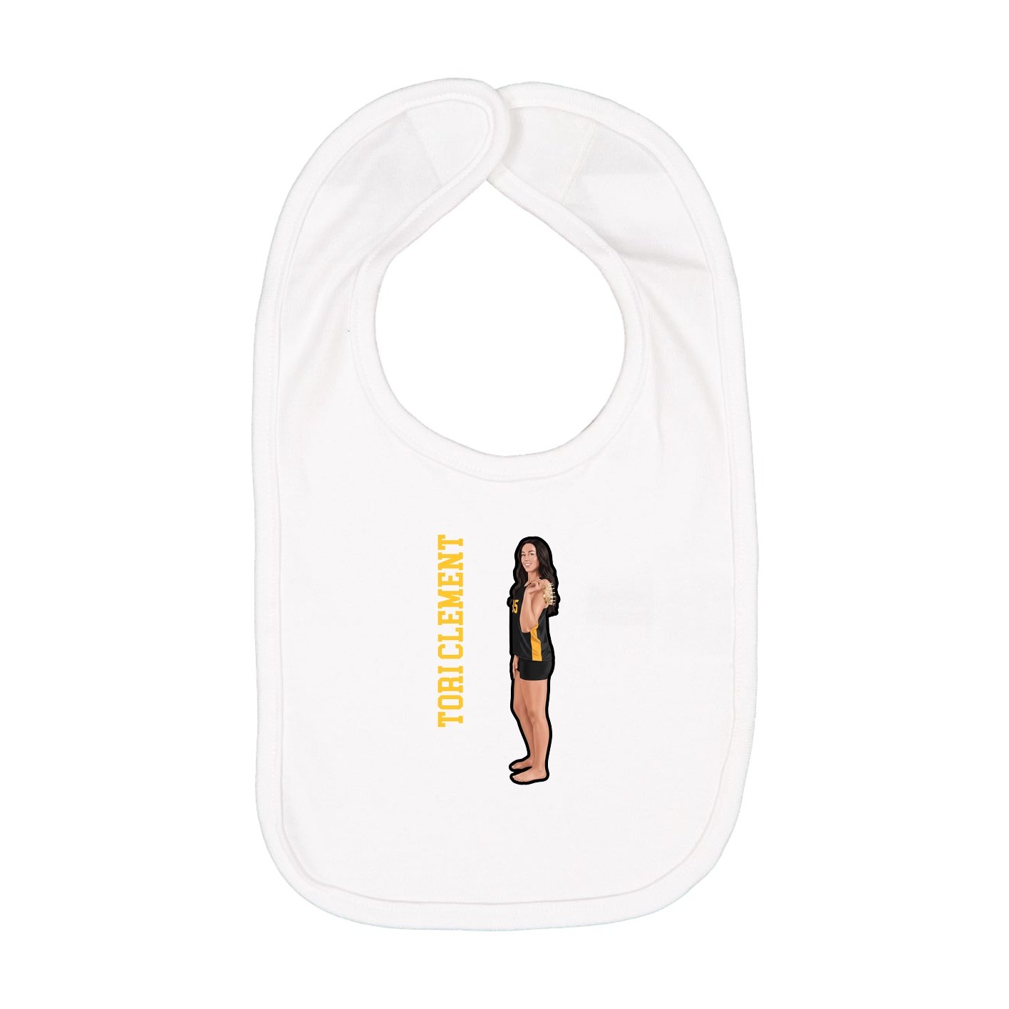 Infant Bib — Name Vertical in White