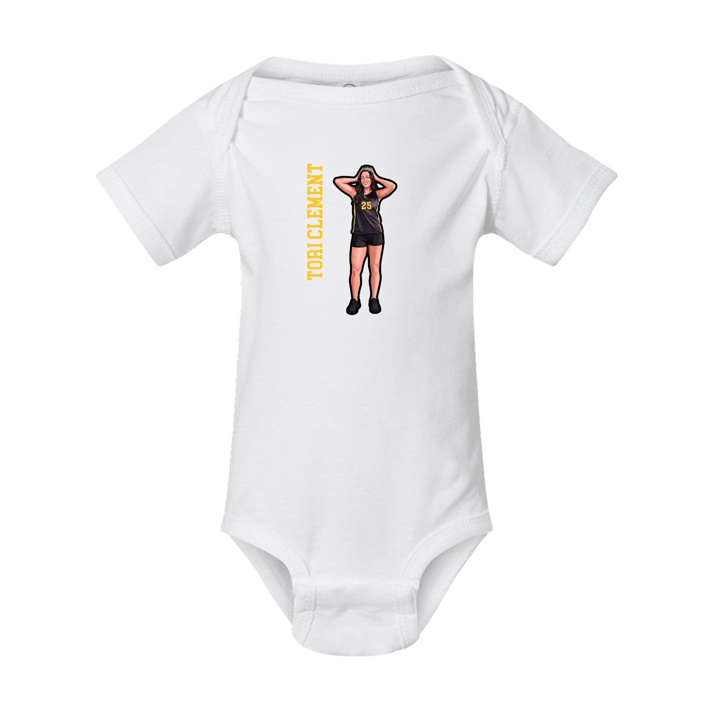 Baby Onesie — Name Vertical in White