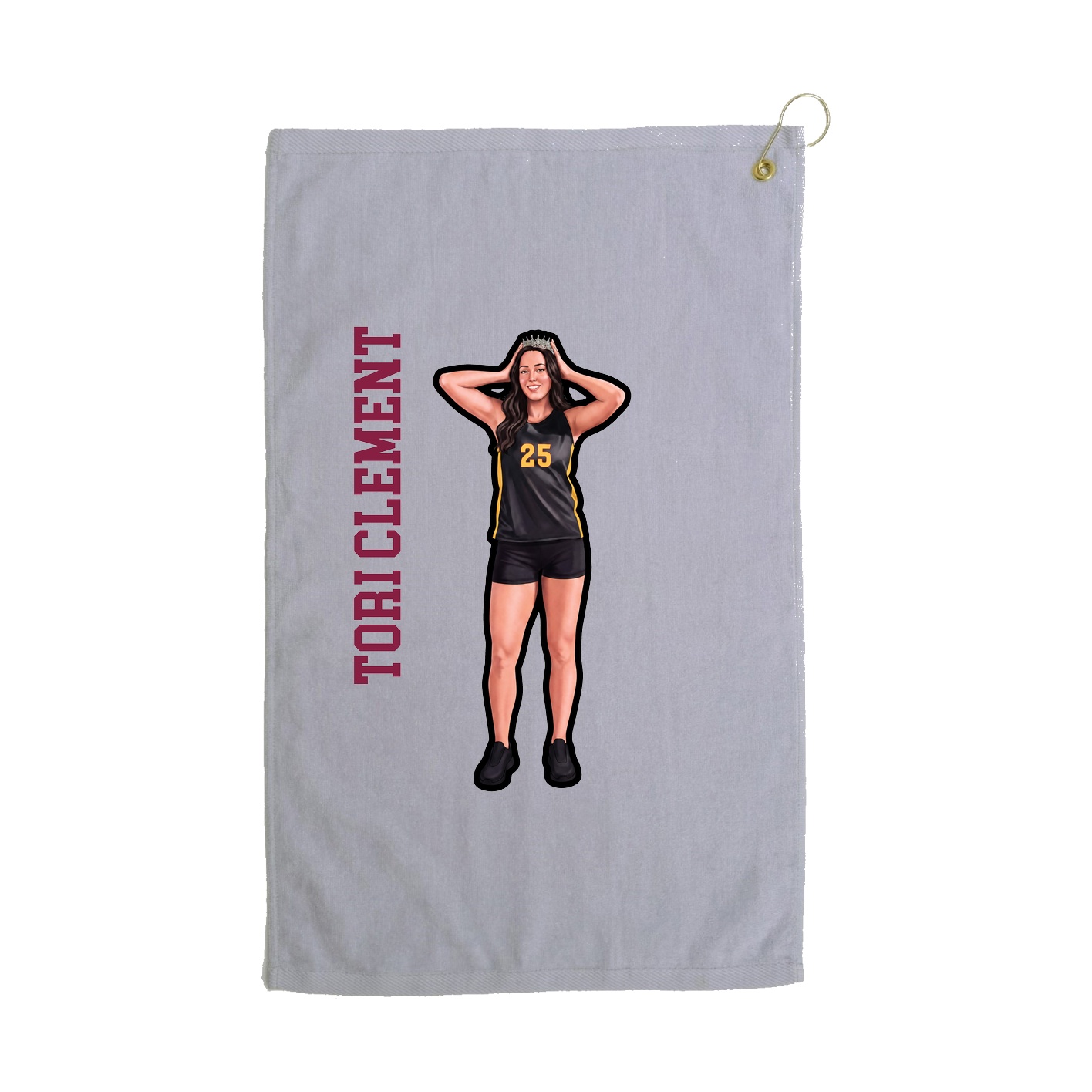 Golf Towel — Name Vertical in Grey